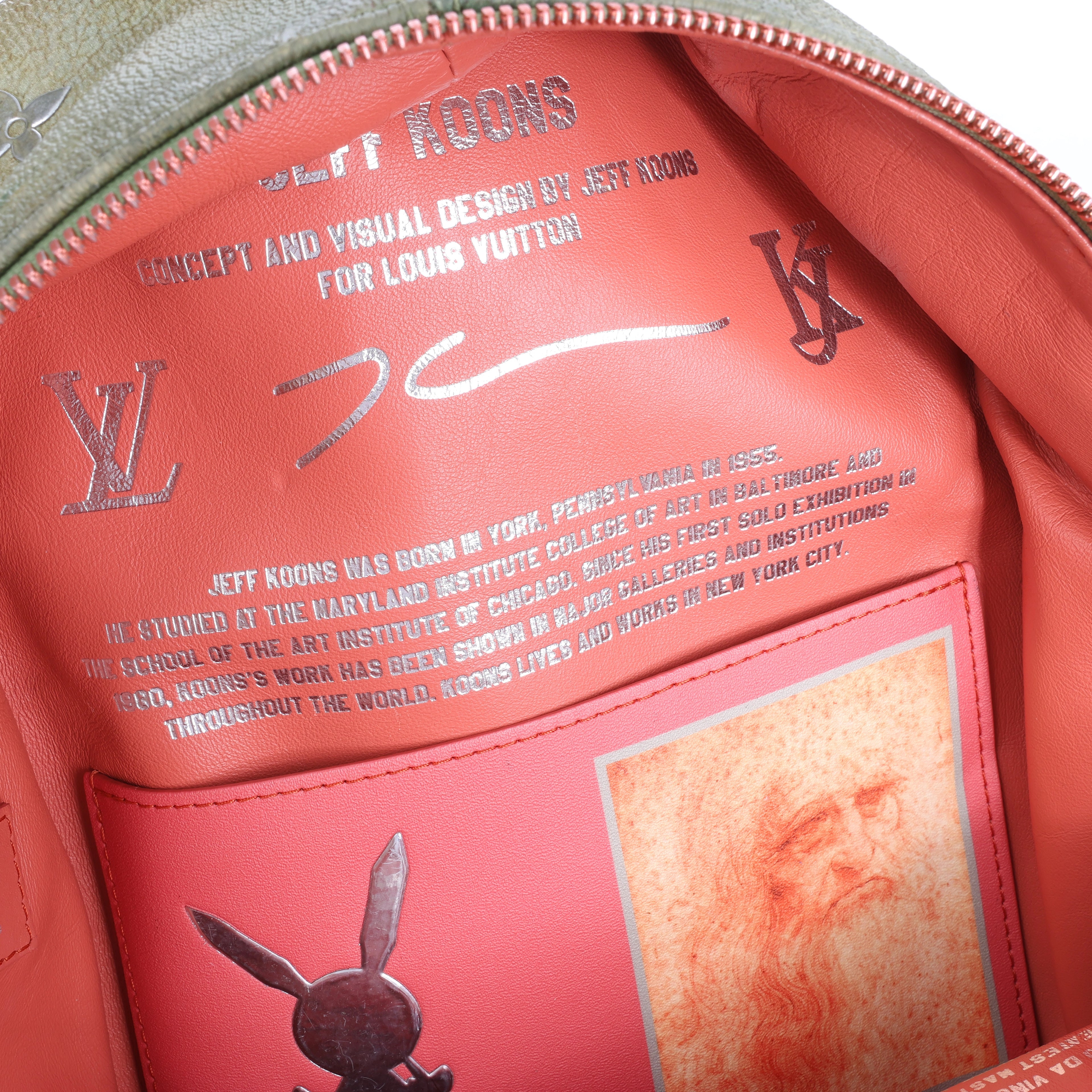 Louis Vuitton x Jeff Koons Masters Collection Da Vinci Palm Springs PM Backpack in Pink x Green M43375