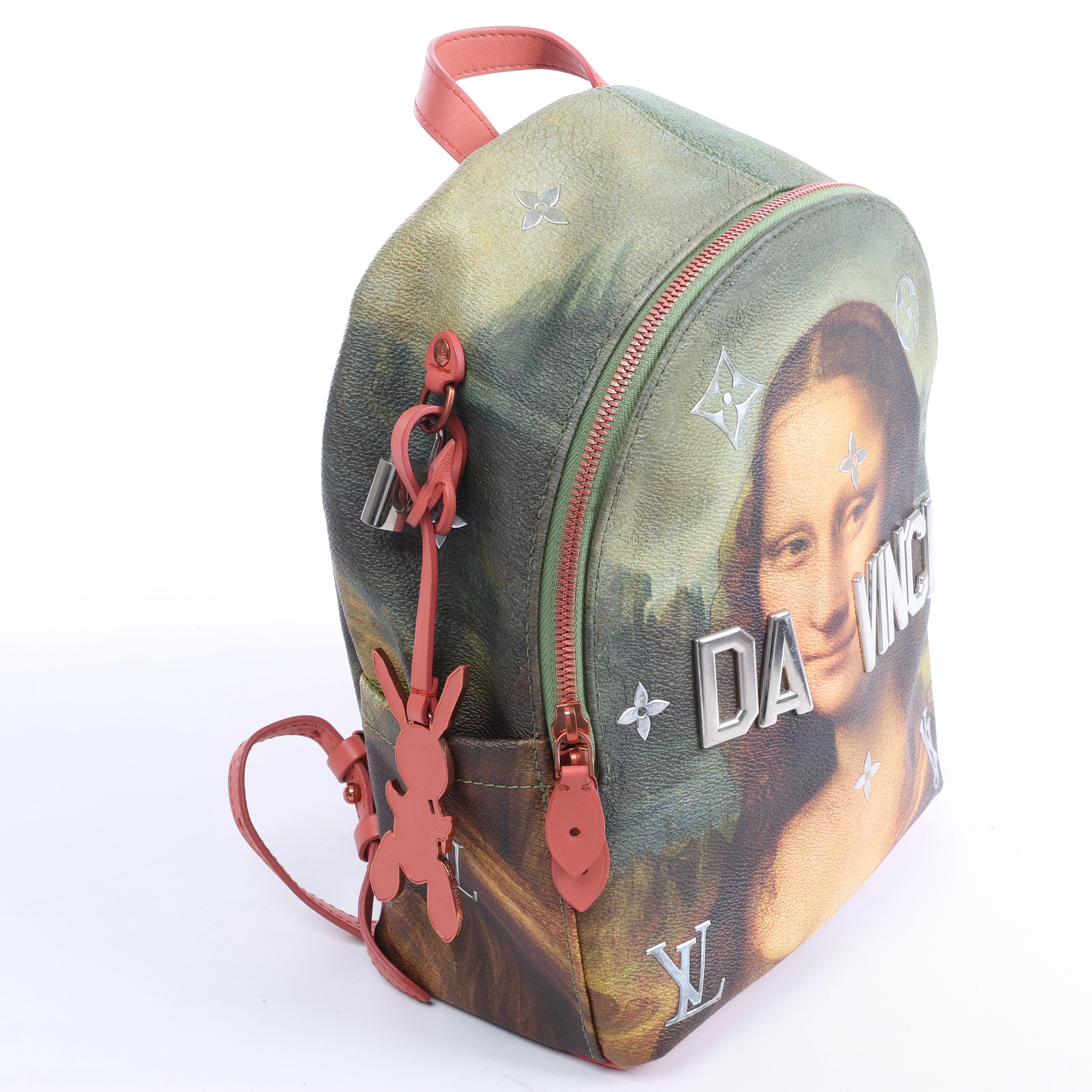 Louis Vuitton x Jeff Koons Masters Collection Da Vinci Palm Springs PM Backpack in Pink x Green M43375