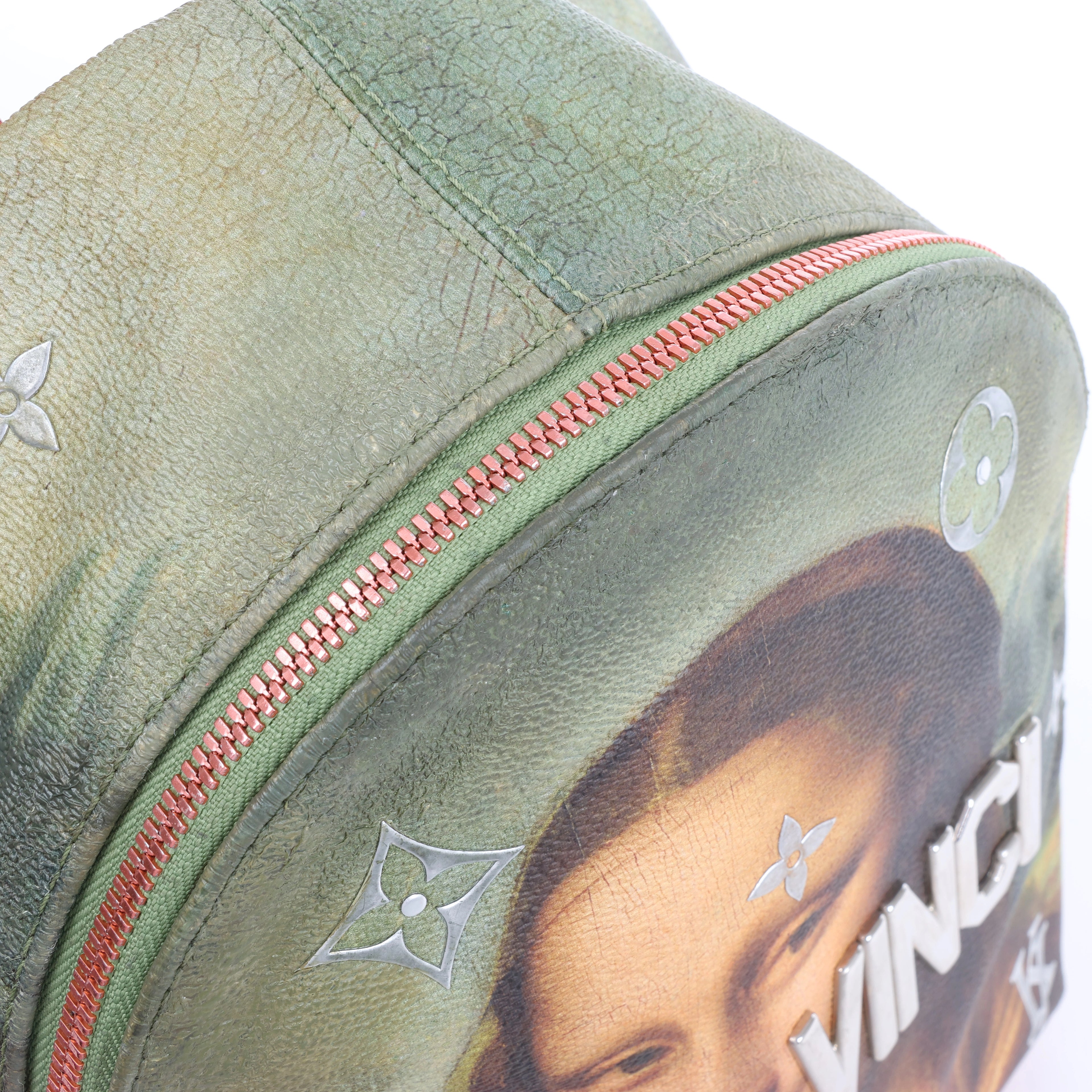 Louis Vuitton x Jeff Koons Masters Collection Da Vinci Palm Springs PM Backpack in Pink x Green M43375