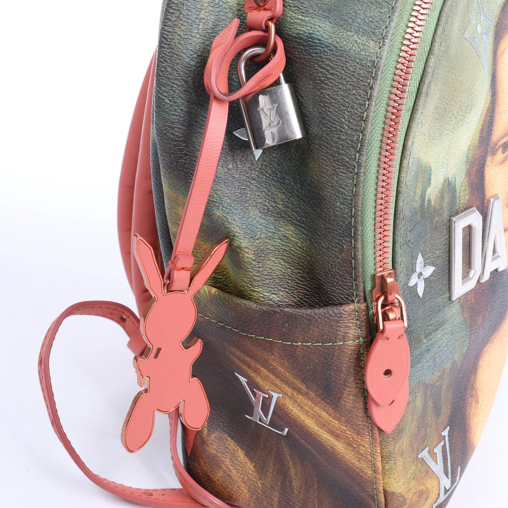 Louis Vuitton x Jeff Koons Masters Collection Da Vinci Palm Springs PM Backpack in Pink x Green M43375