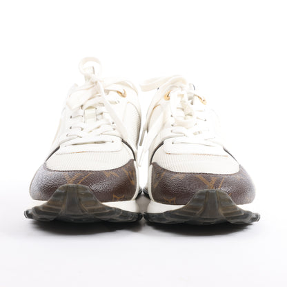 Baskets Louis Vuitton Run Away en toile monogram et mesh, blanc/marron, pointure 38,5 EU