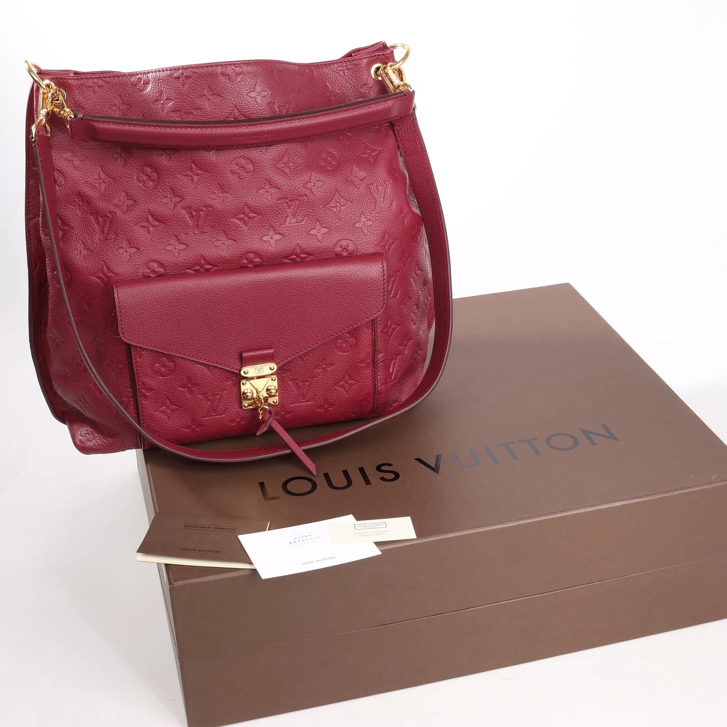 Louis Vuitton Monogram Hobo Metis 2Way Shoulder Bag in Burgundy M40813
