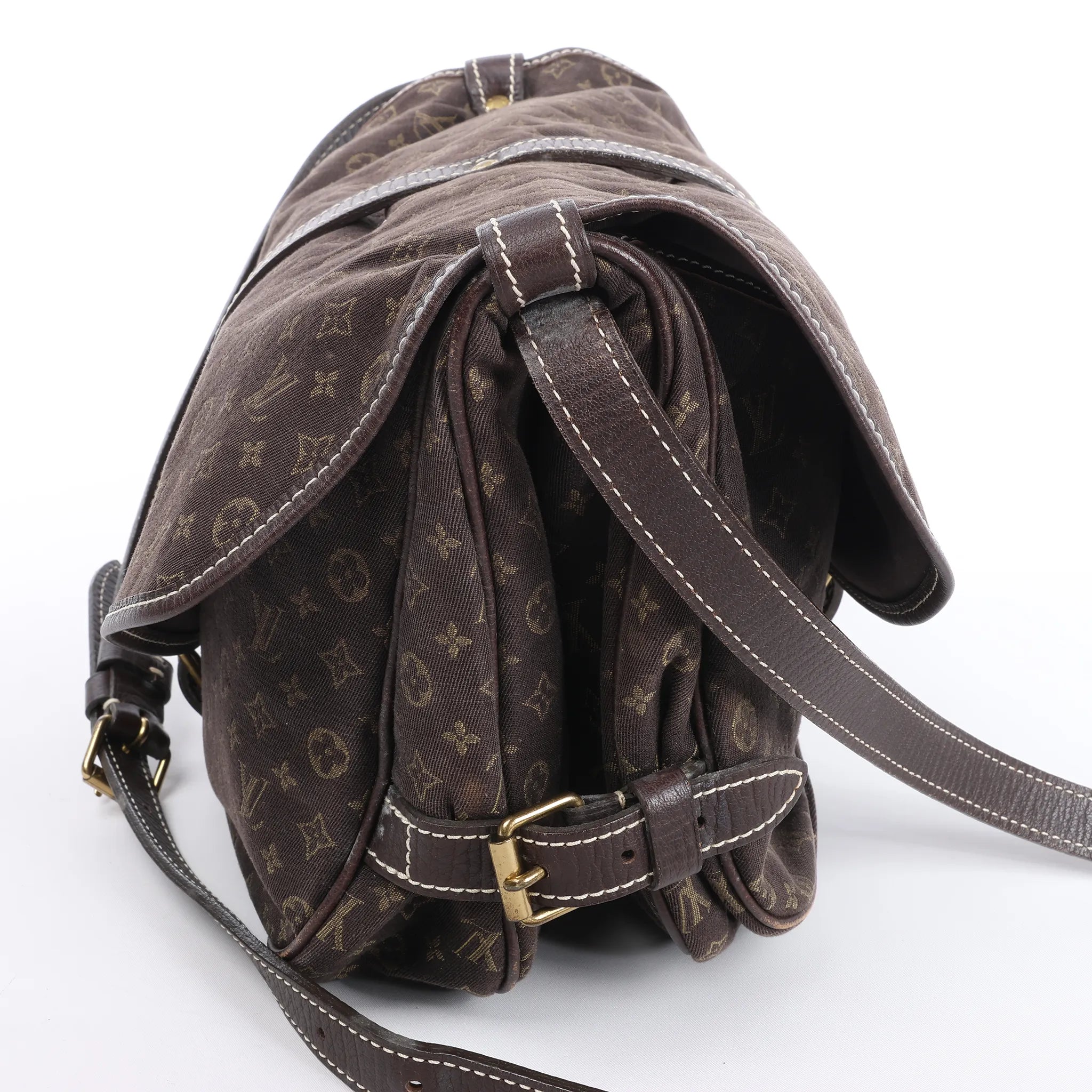 Louis Vuitton Saumur 30 Mini Lin Monogram Crossbody Bag in Brown M95227