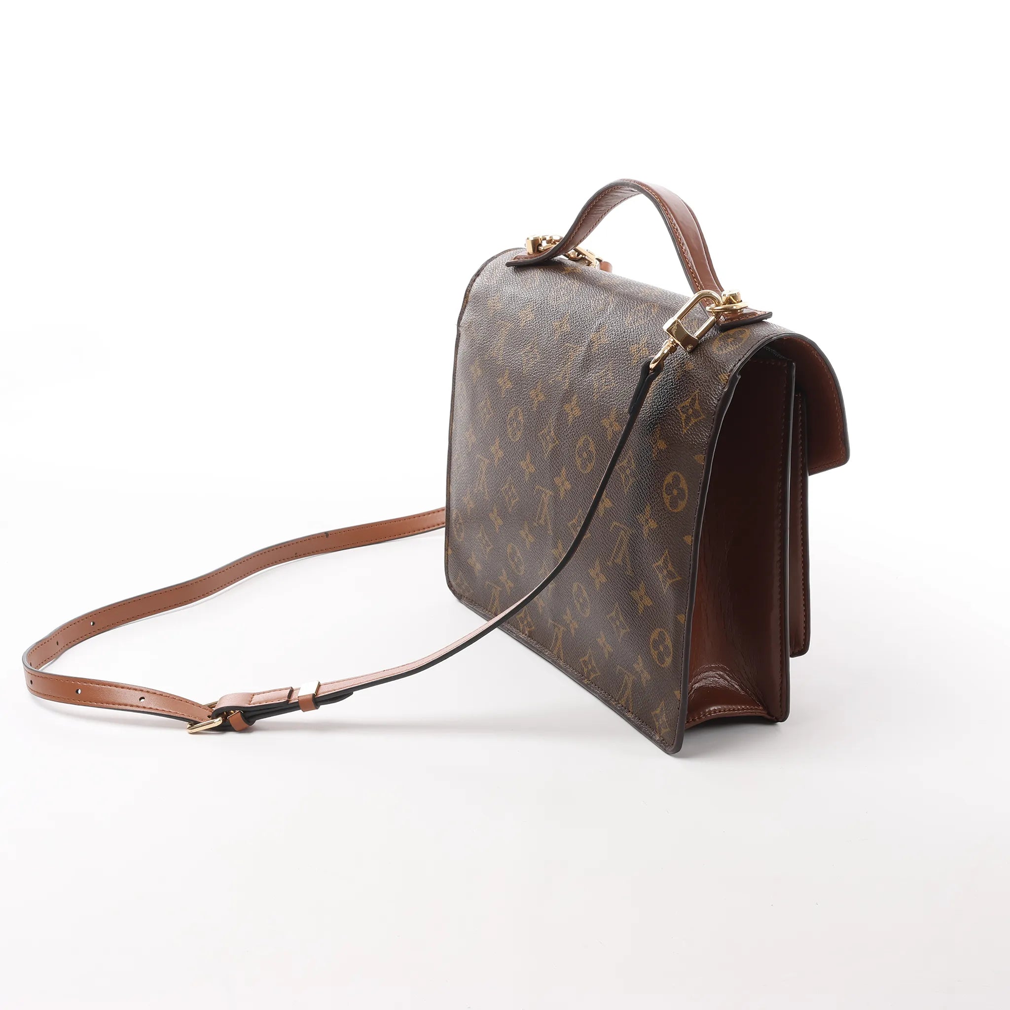 Louis Vuitton Monceau Monogram Canvas 2Way Handbag in Brown M51185