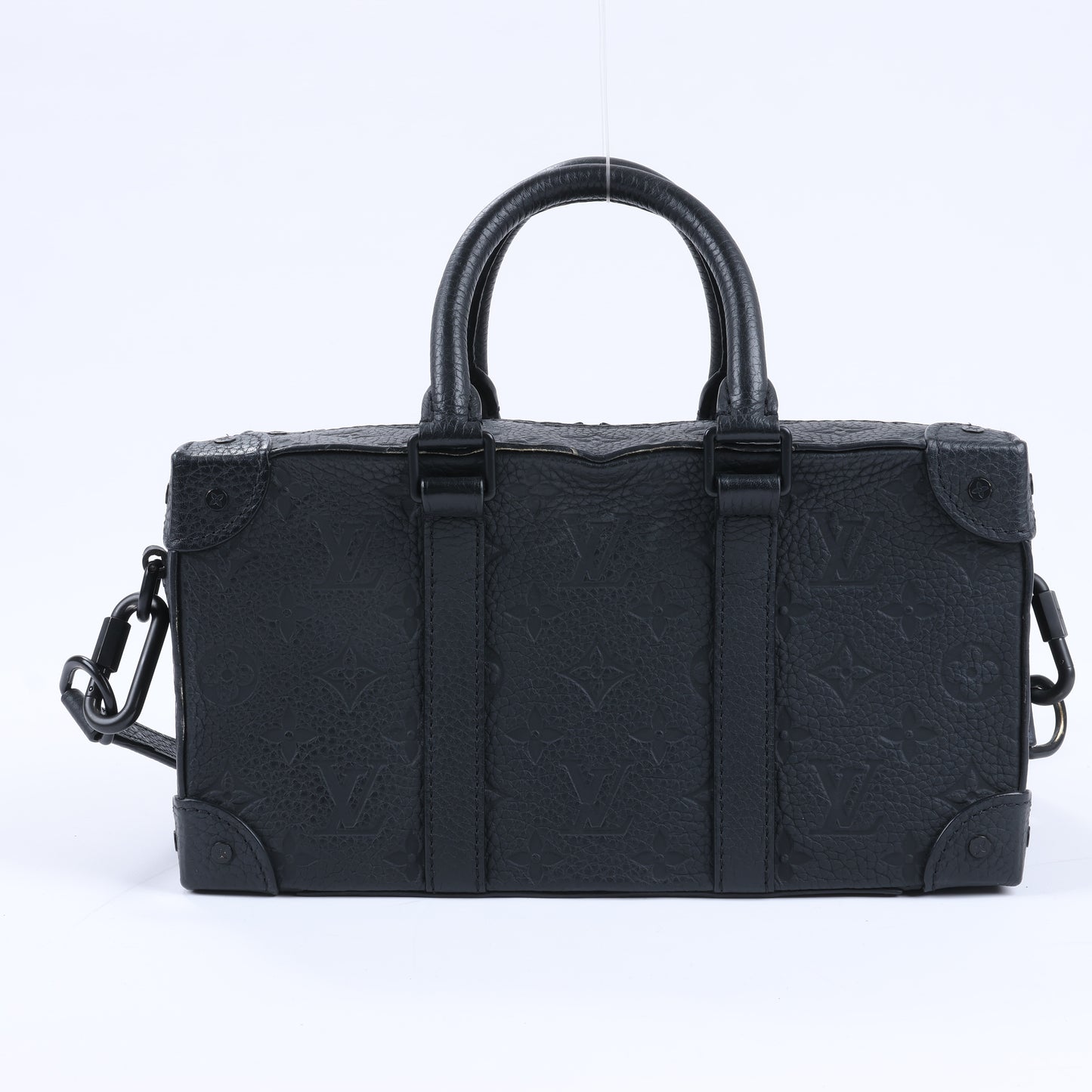 Sac à main Louis Vuitton Monogram Emboss Soft Trunk 2 voies, noir M57410