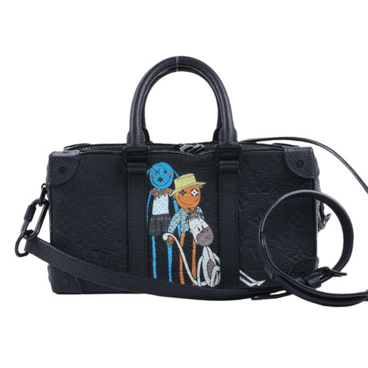 Sac à main Louis Vuitton Monogram Emboss Soft Trunk 2 voies, noir M57410