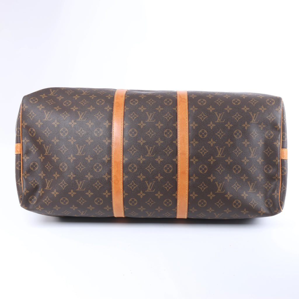 Louis Vuitton Monogram Keepall Bandrière 60 Travel Bag in Brown