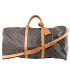 Louis Vuitton Monogram Keepall Bandrière 60 Travel Bag in Brown