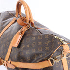 Louis Vuitton Monogram Keepall Bandrière 60 Travel Bag in Brown