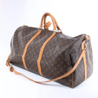 Louis Vuitton Monogram Keepall Bandrière 60 Travel Bag in Brown