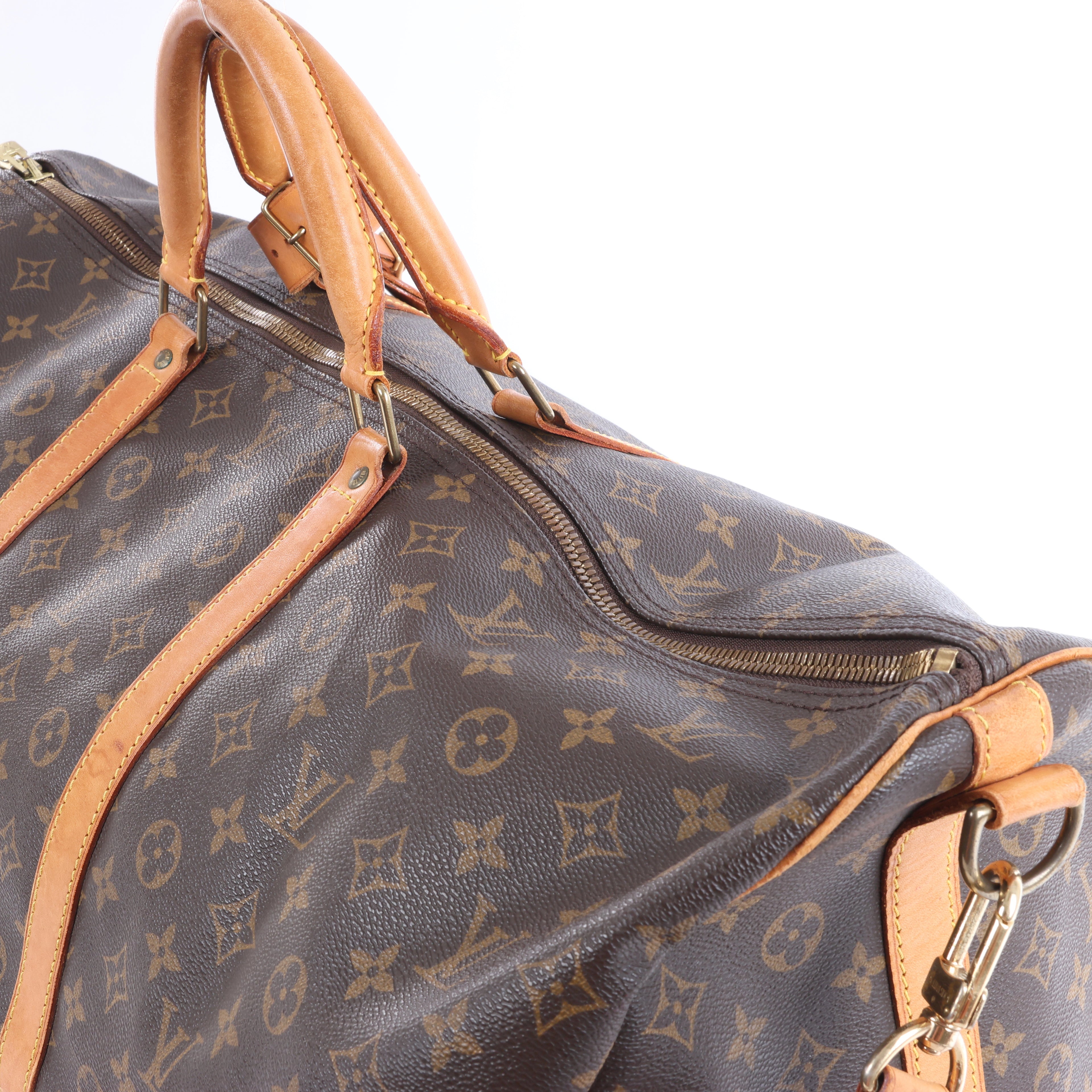 Louis Vuitton Monogram Keepall Bandrière 60 Travel Bag in Brown