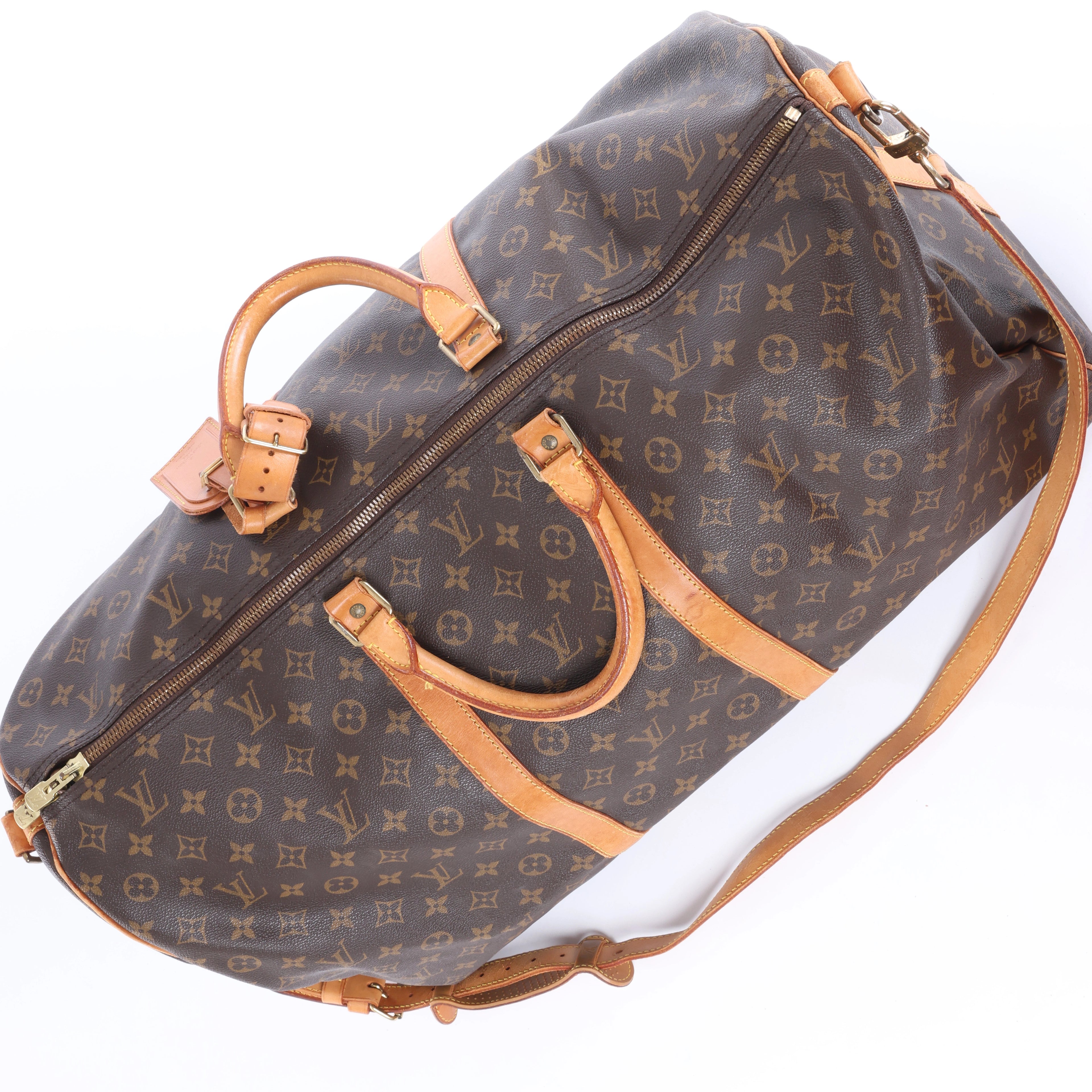 Louis Vuitton Monogram Keepall Bandrière 60 Travel Bag in Brown