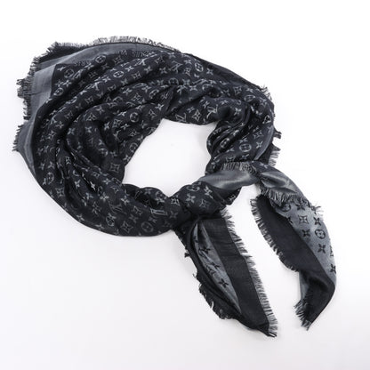 Louis Vuitton Monogram Shine Silk Scarf in Black M75123 MR0261