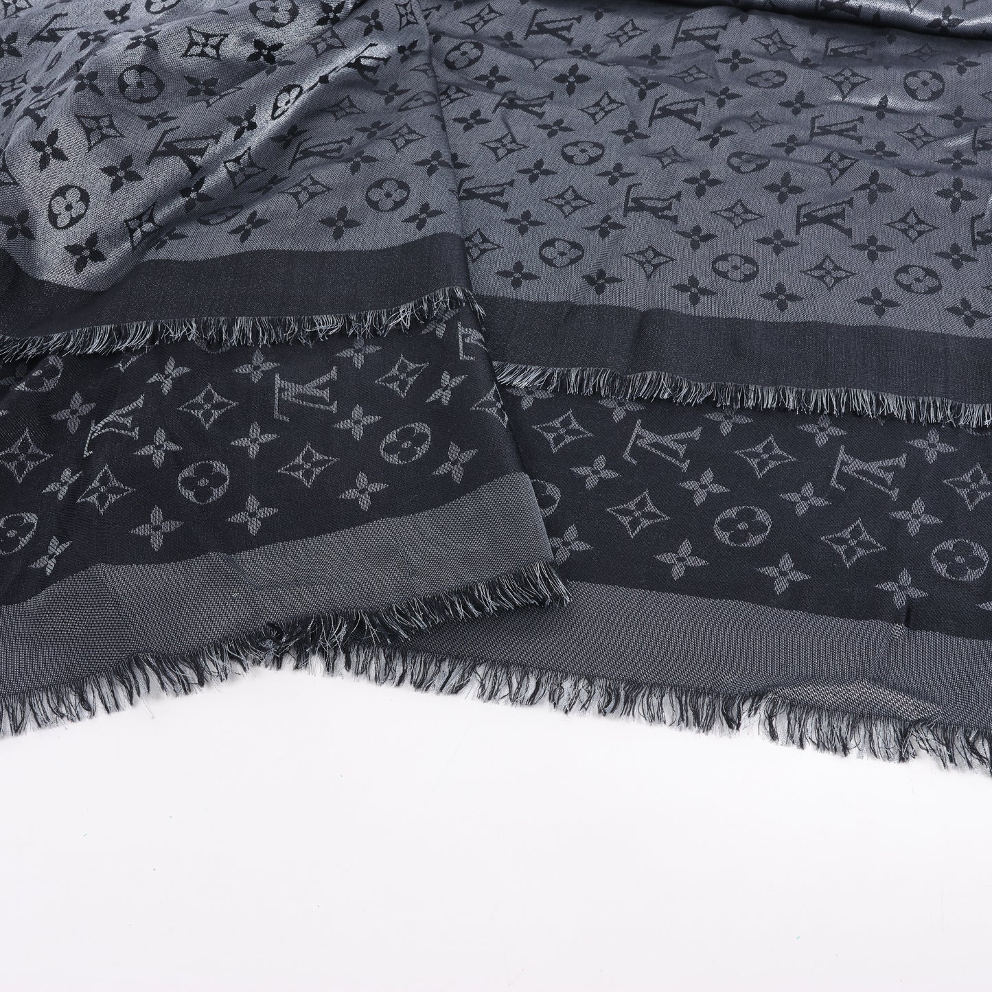 Louis Vuitton Monogram Shine Silk Scarf in Black M75123 MR0261