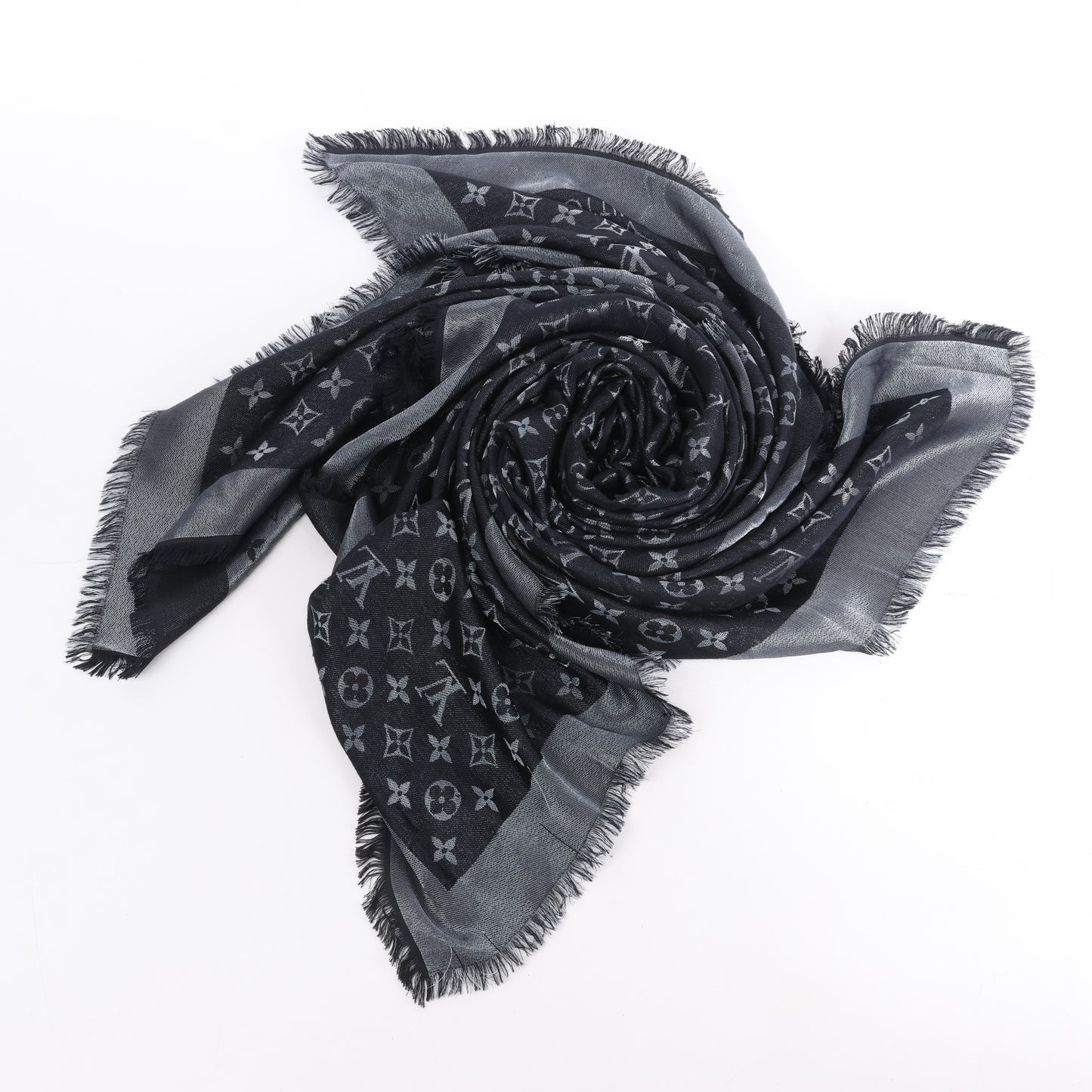 Louis Vuitton Monogram Shine Silk Scarf in Black M75123 MR0261