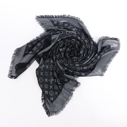 Louis Vuitton Monogram Shine Silk Scarf in Black M75123 MR0261