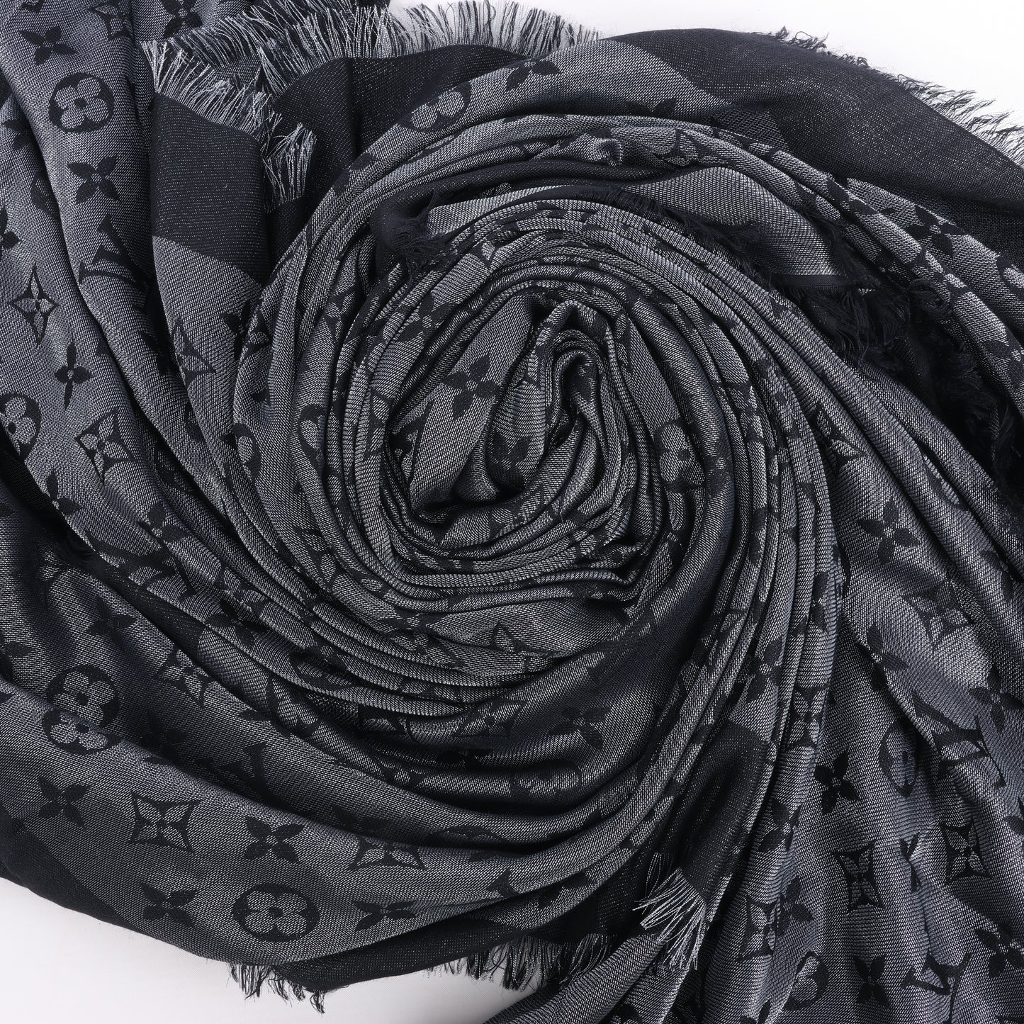 Louis Vuitton Monogram Shine Silk Scarf in Black M75123 MR0261