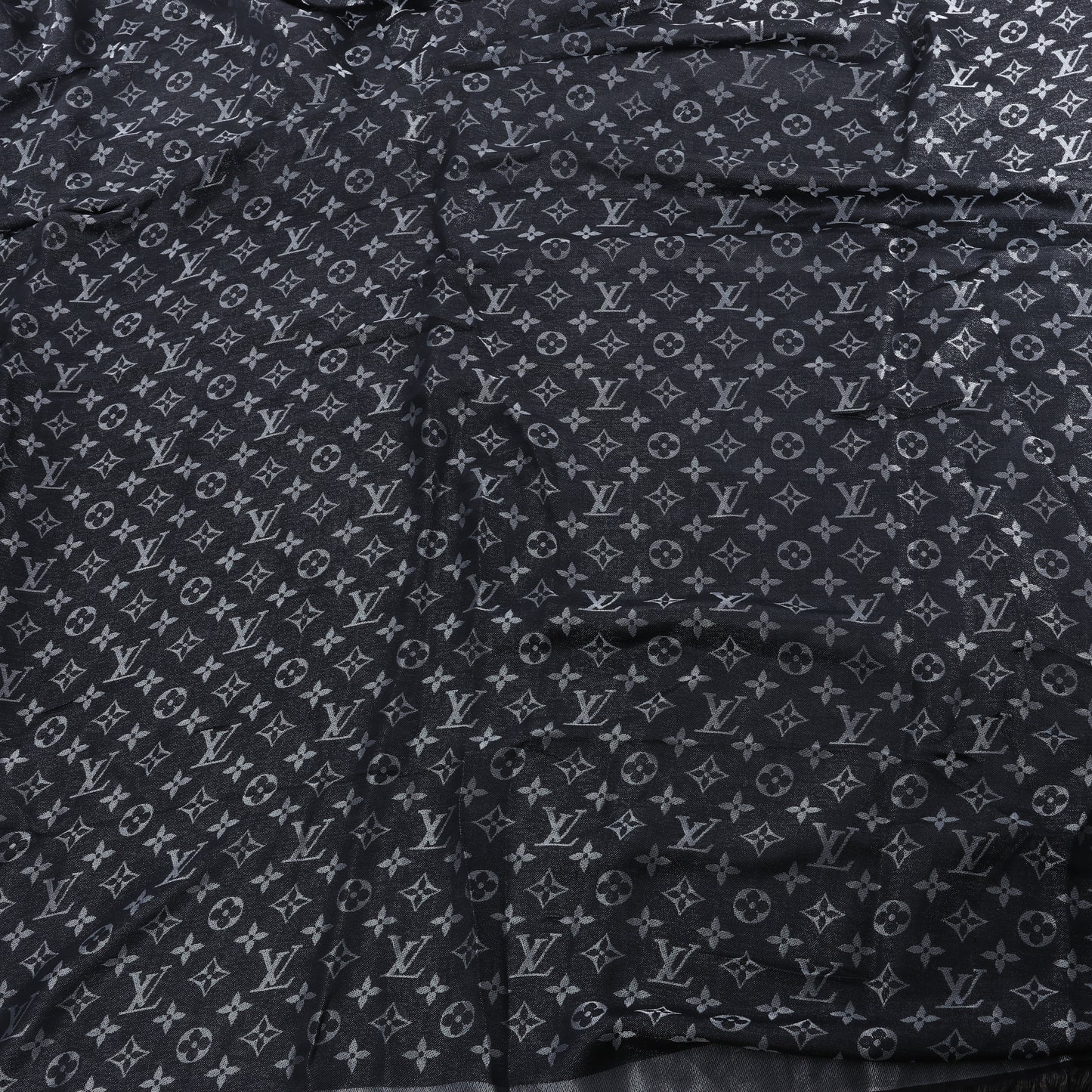 Louis Vuitton Monogram Shine Silk Scarf in Black M75123 MR0261