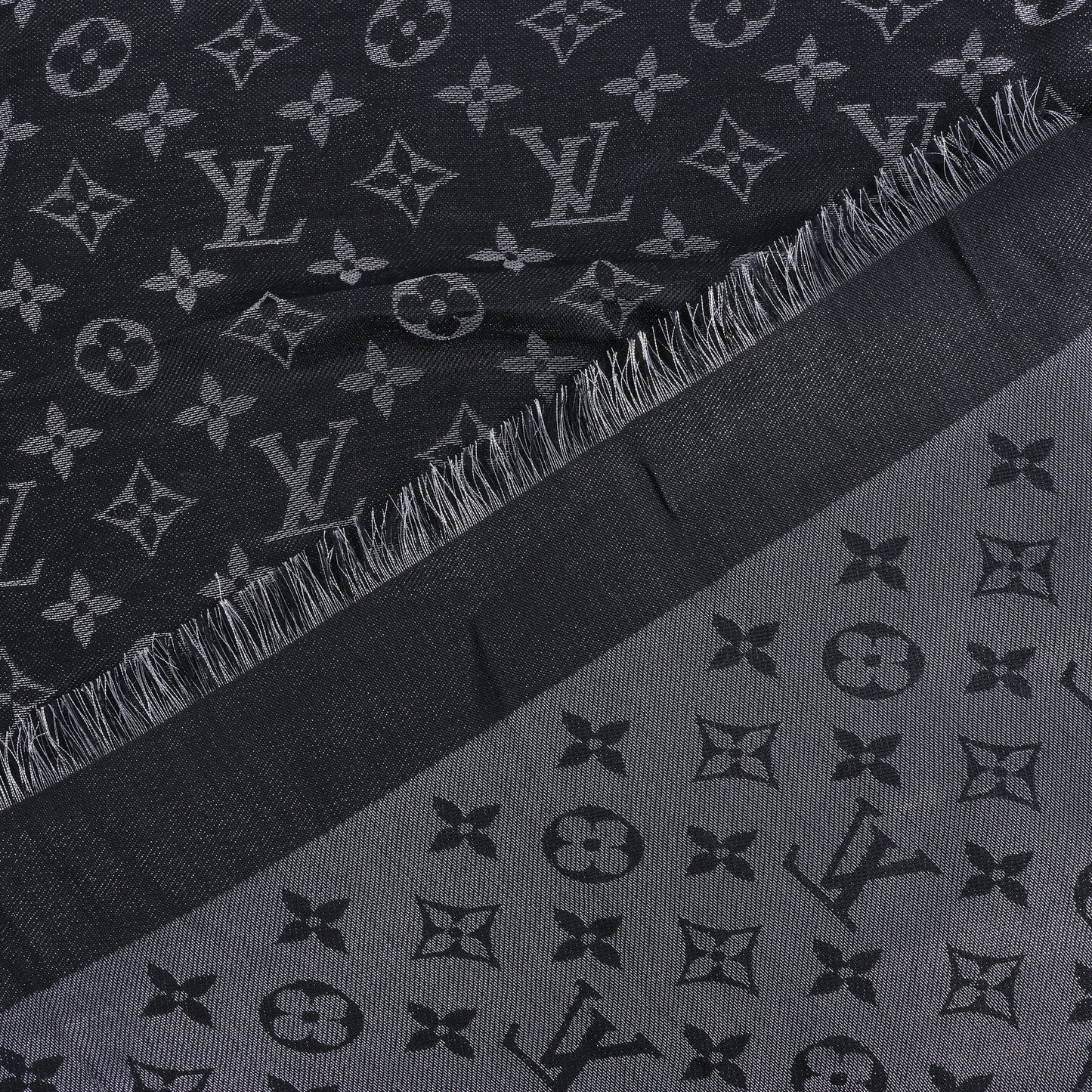 Louis Vuitton Monogram Shine Silk Scarf in Black M75123 MR0261