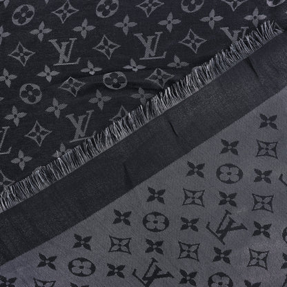 Louis Vuitton Monogram Shine Silk Scarf in Black M75123 MR0261