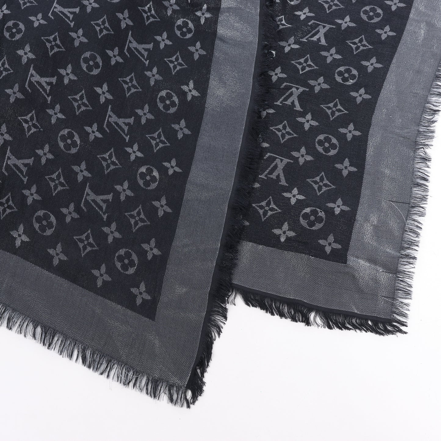 Louis Vuitton Monogram Shine Silk Scarf in Black M75123 MR0261