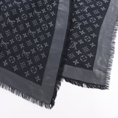 Louis Vuitton Monogram Shine Silk Scarf in Black M75123 MR0261