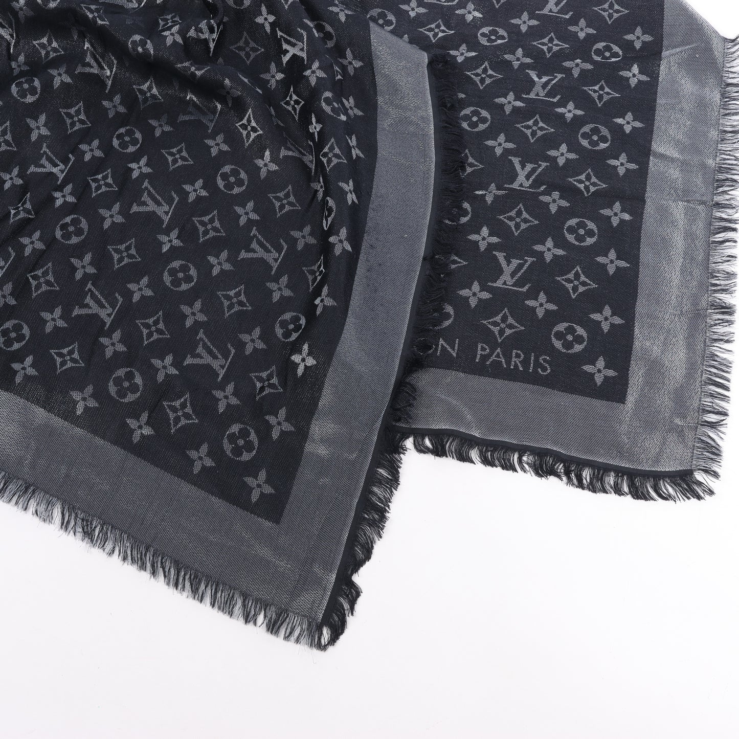 Louis Vuitton Monogram Shine Silk Scarf in Black M75123 MR0261