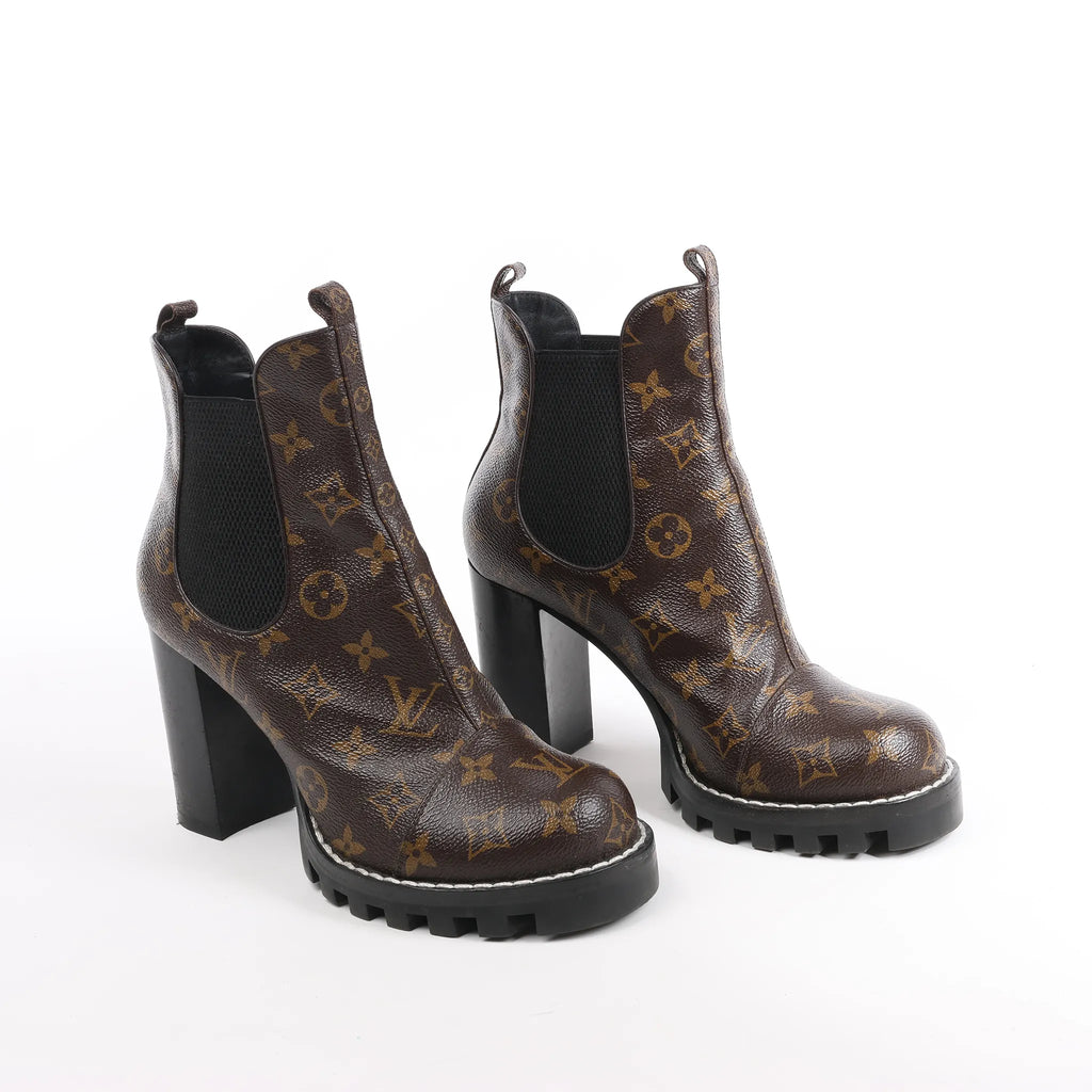 Louis Vuitton Monogram Star Trail Chelsea Ankle Boots, Size 40 EU