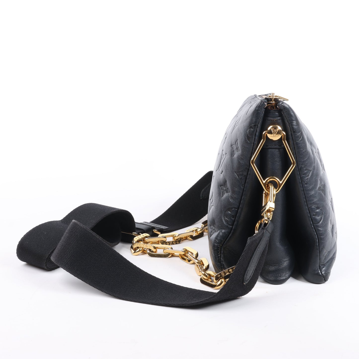 Louis Vuitton Monogram Embossed Coussin PM 2Way Shoulder Bag in Black M57790