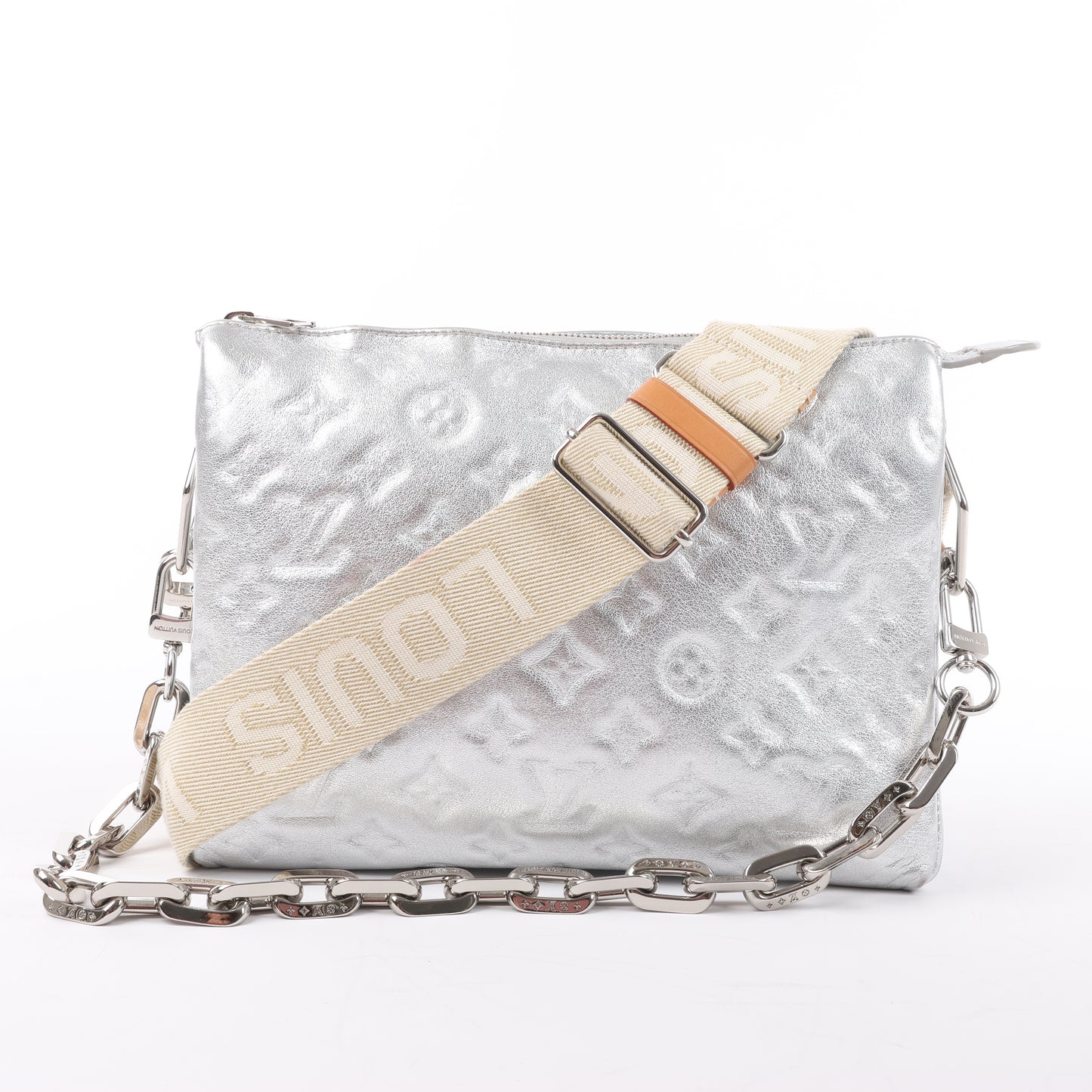 Sac à bandoulière Louis Vuitton Coussin PM double sens Monogram embossé argent M57913