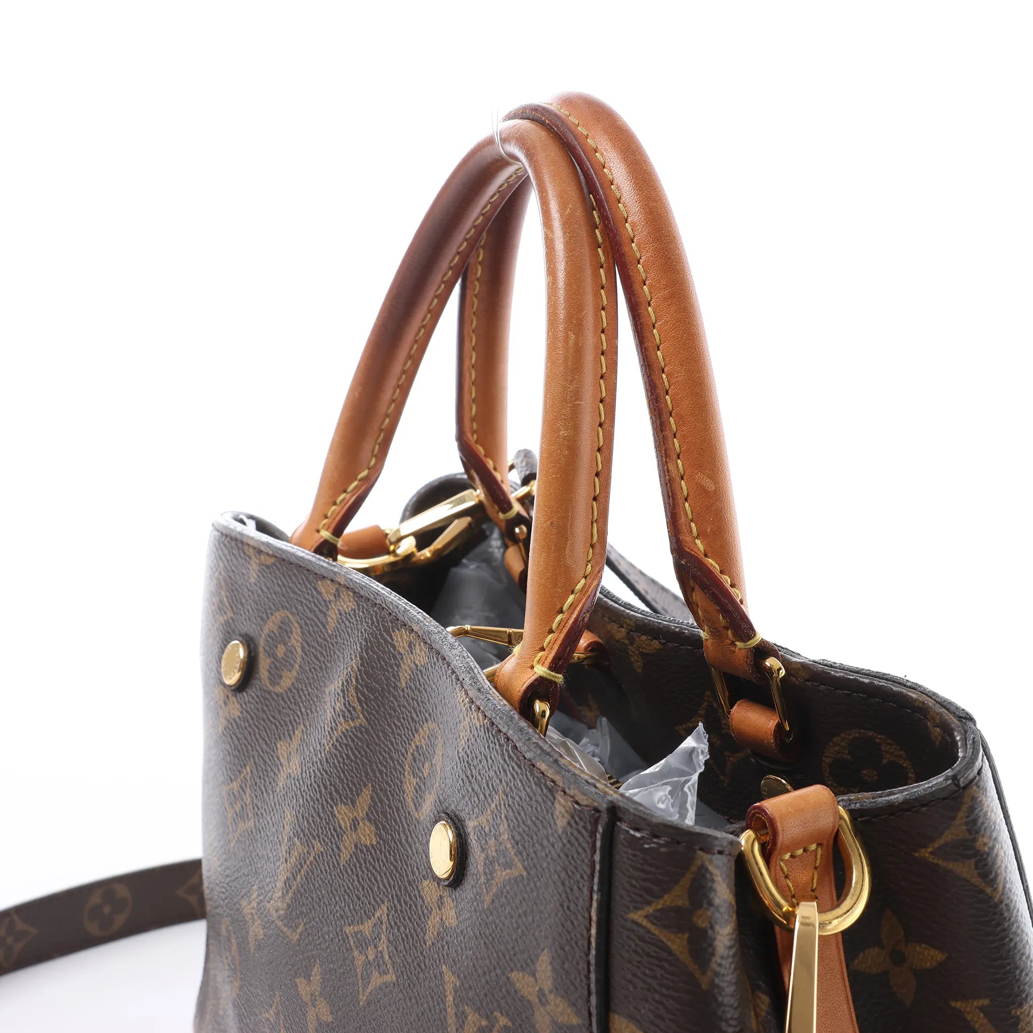 Louis Vuitton Montaigne BB Monogram Canvas 2Way Handbag in Brown M41055