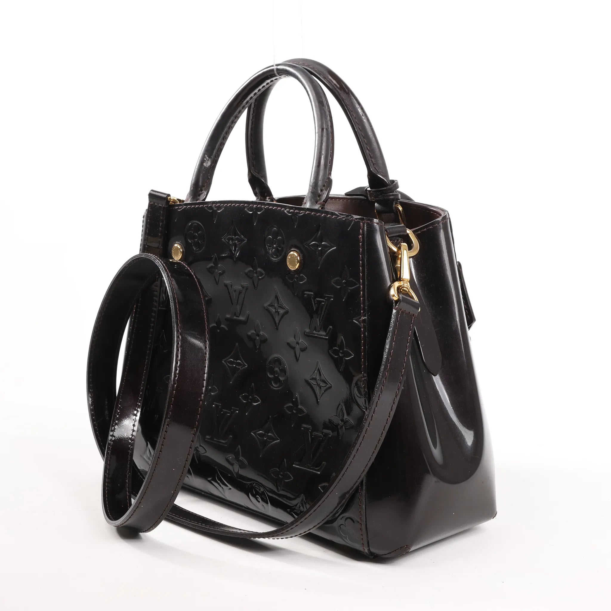 Louis Vuitton Montaigne BB Vernis Patent Leather 2Way Handbag in Dark Purple M50403