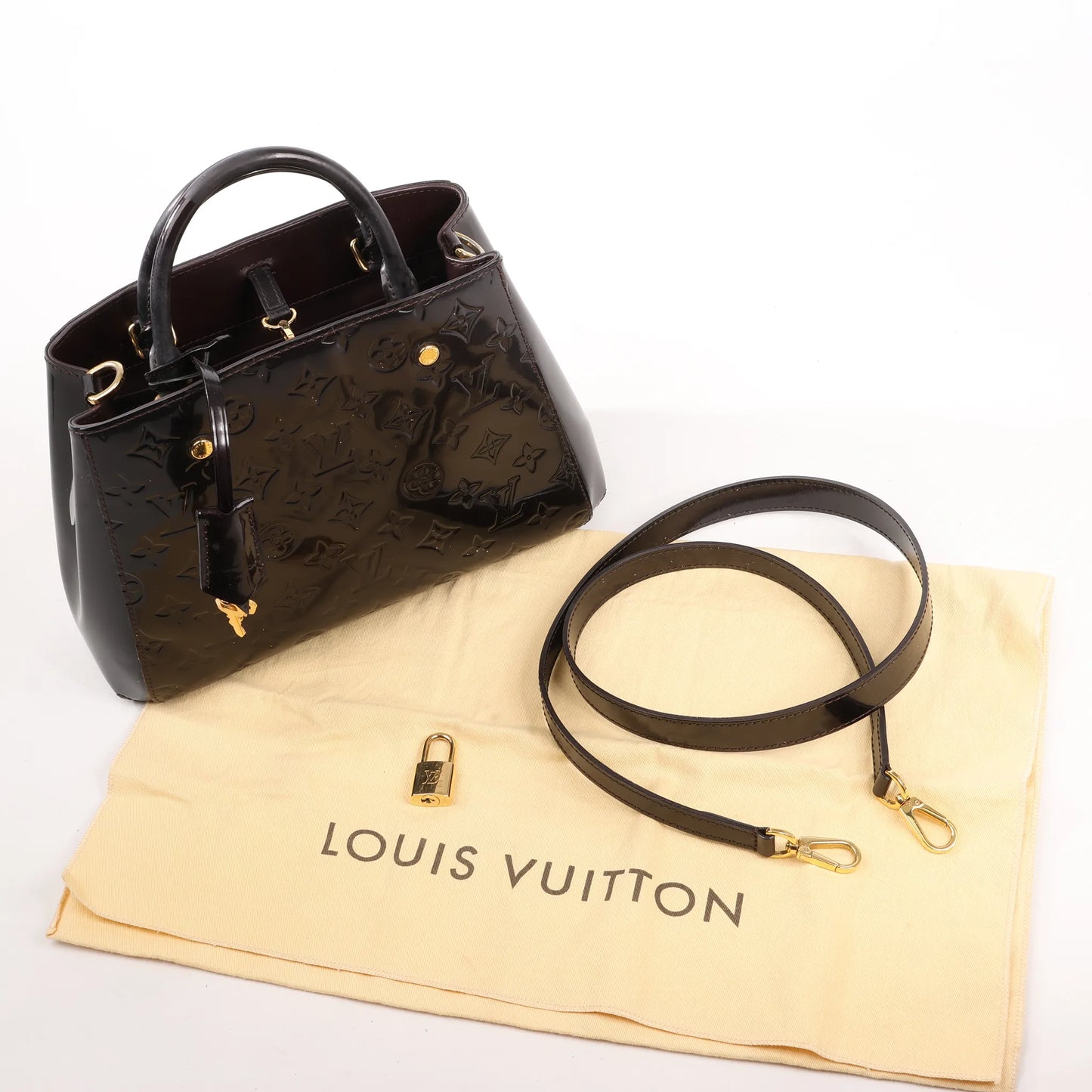 Louis Vuitton Montaigne BB Vernis Patent Leather 2Way Handbag in Dark Purple M50403