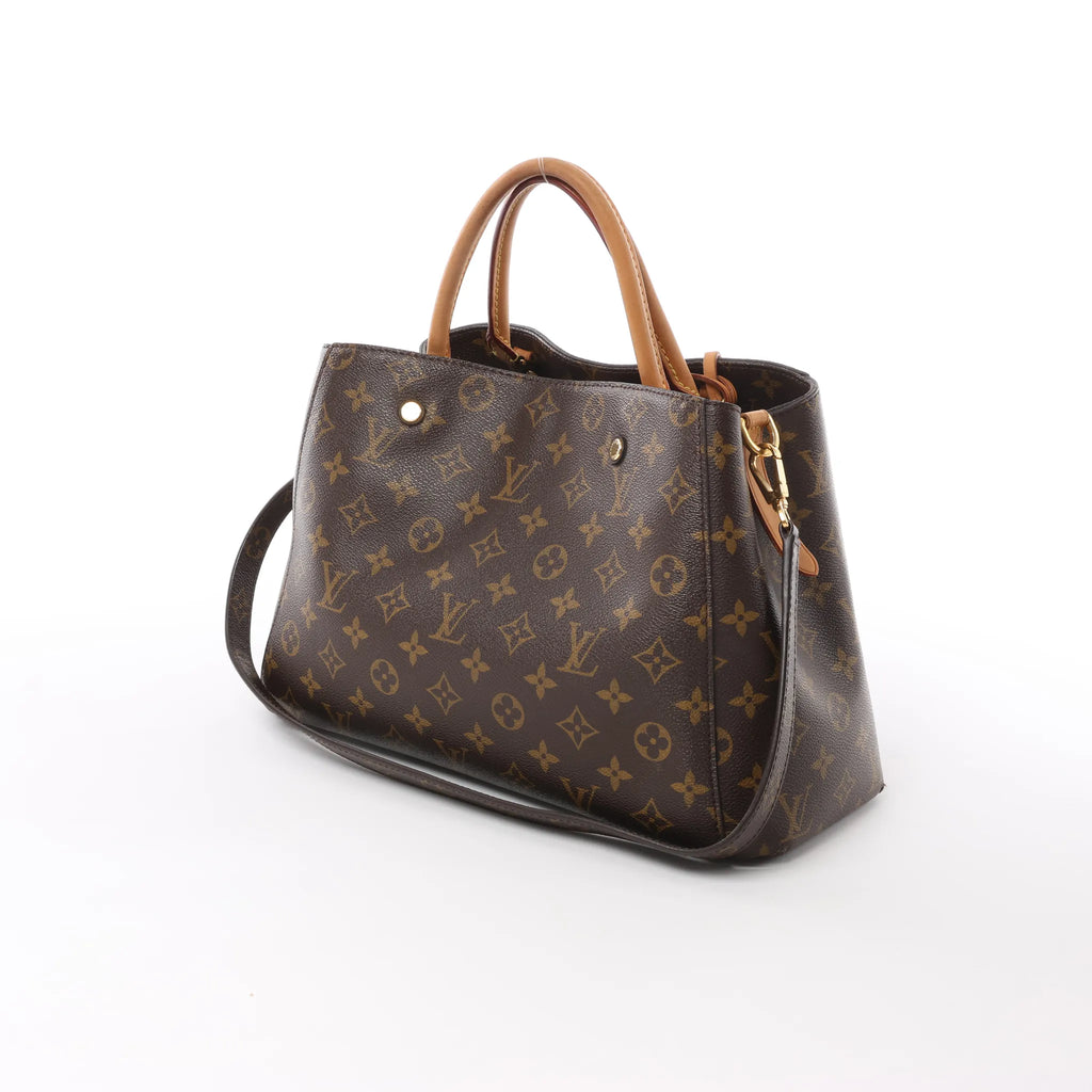 Louis Vuitton Montaigne MM Monogram Canvas 2Way Handbag in Brown M41056
