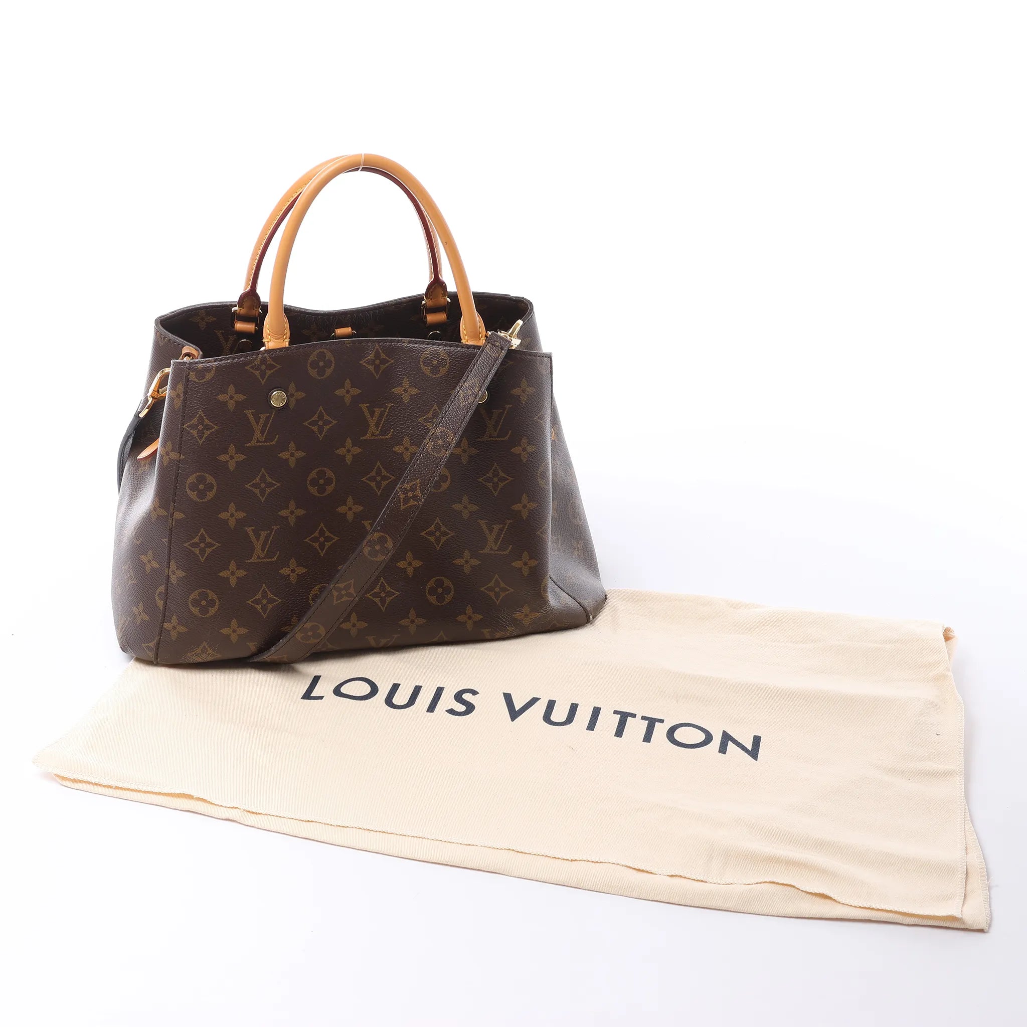 Louis Vuitton Montaigne MM Monogram Canvas 2Way Handbag in Brown M41056