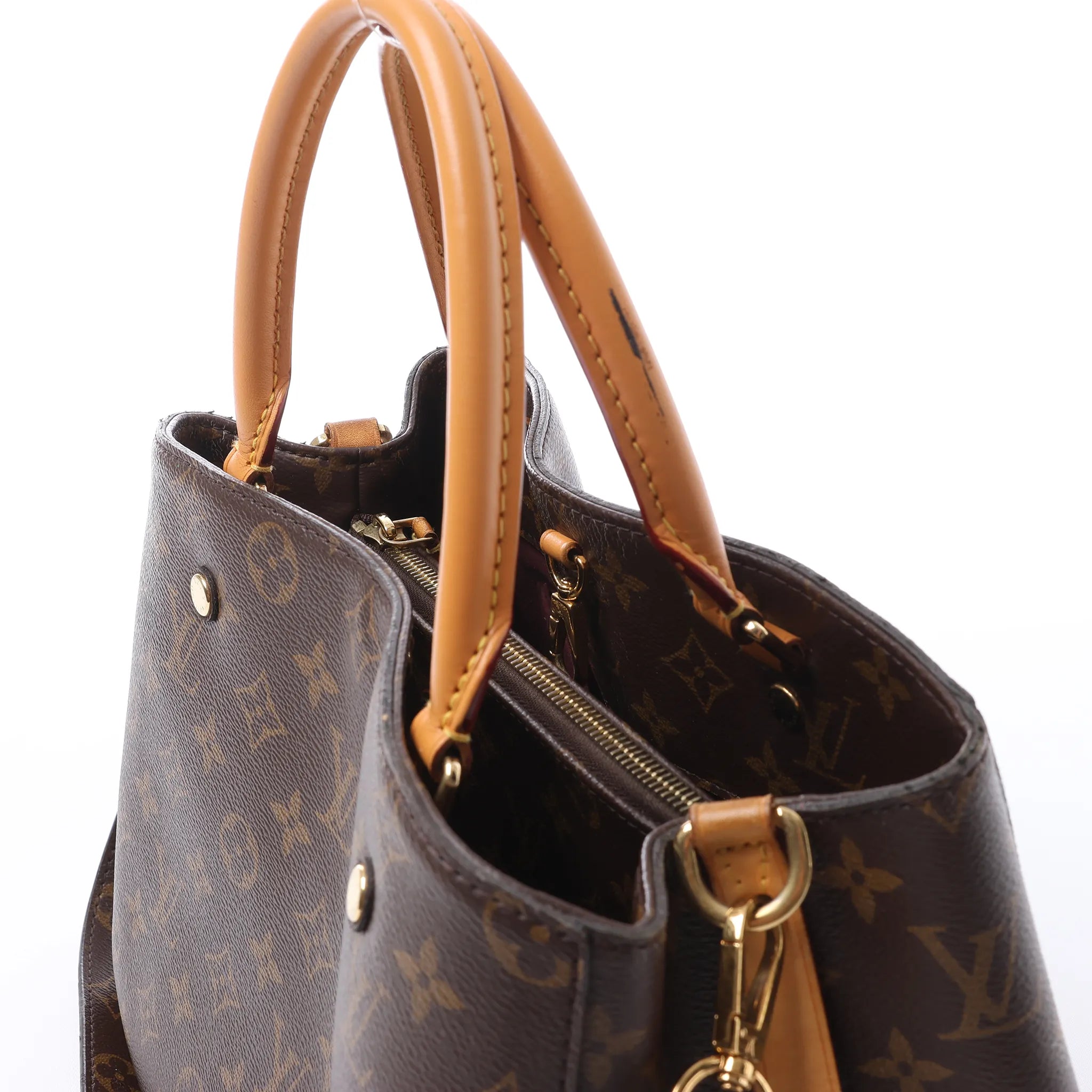 Louis Vuitton Montaigne MM Monogram Canvas 2Way Handbag in Brown M41056