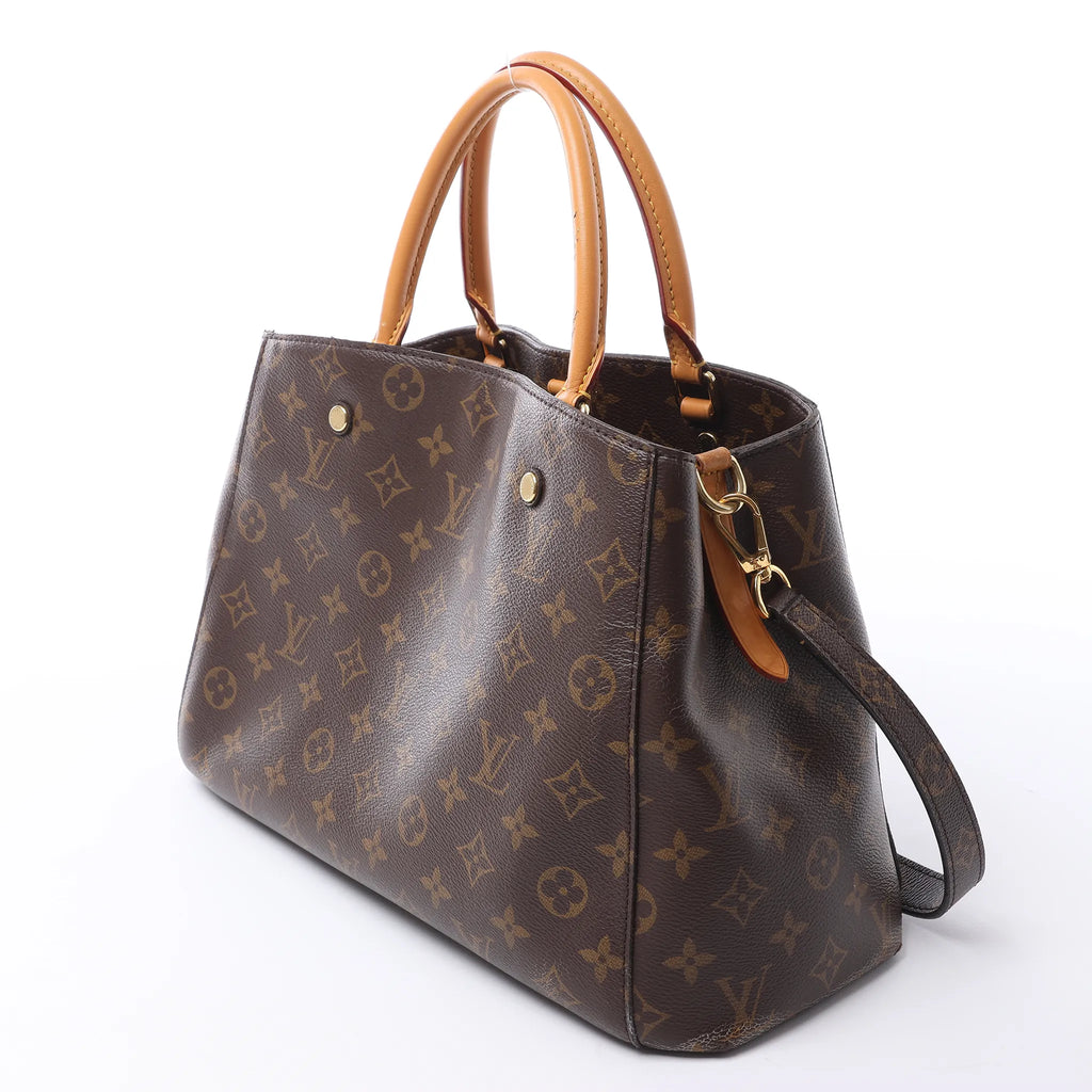 Louis Vuitton Montaigne MM Monogram Canvas 2Way Handbag in Brown M41056