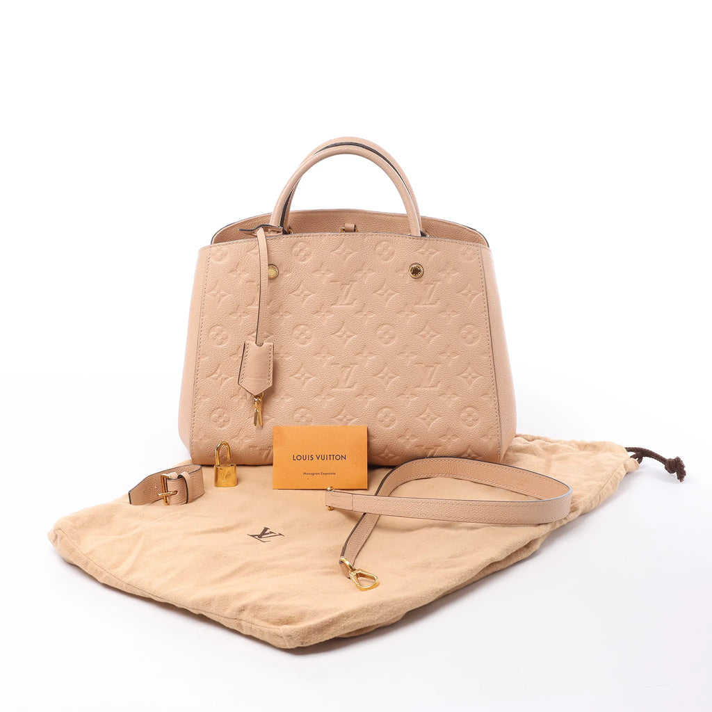 Louis Vuitton Montaigne MM Monogram Empreinte 2Way Handbag in Beige M41152