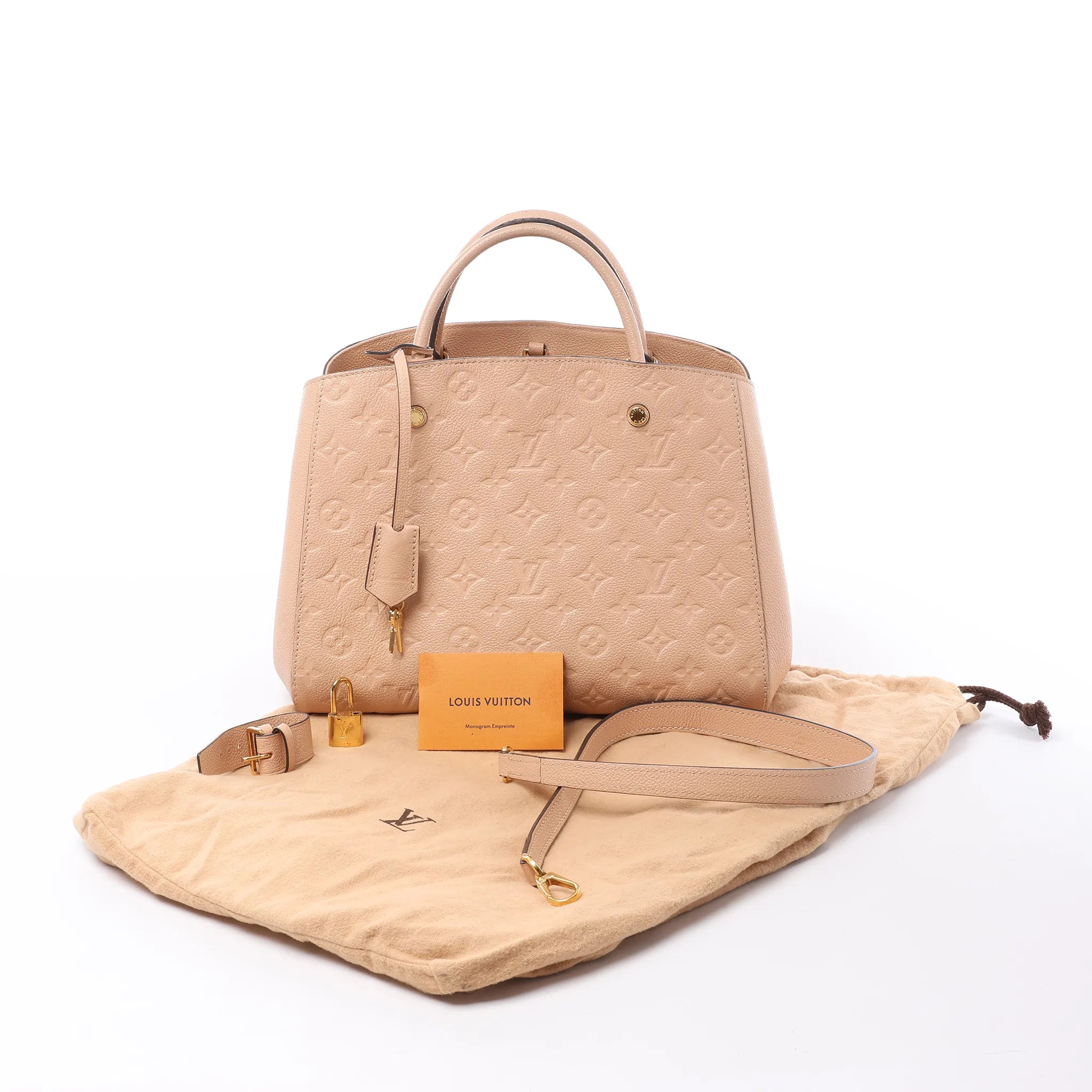 Louis Vuitton Montaigne MM Monogram Empreinte 2Way Handbag in Beige M41152