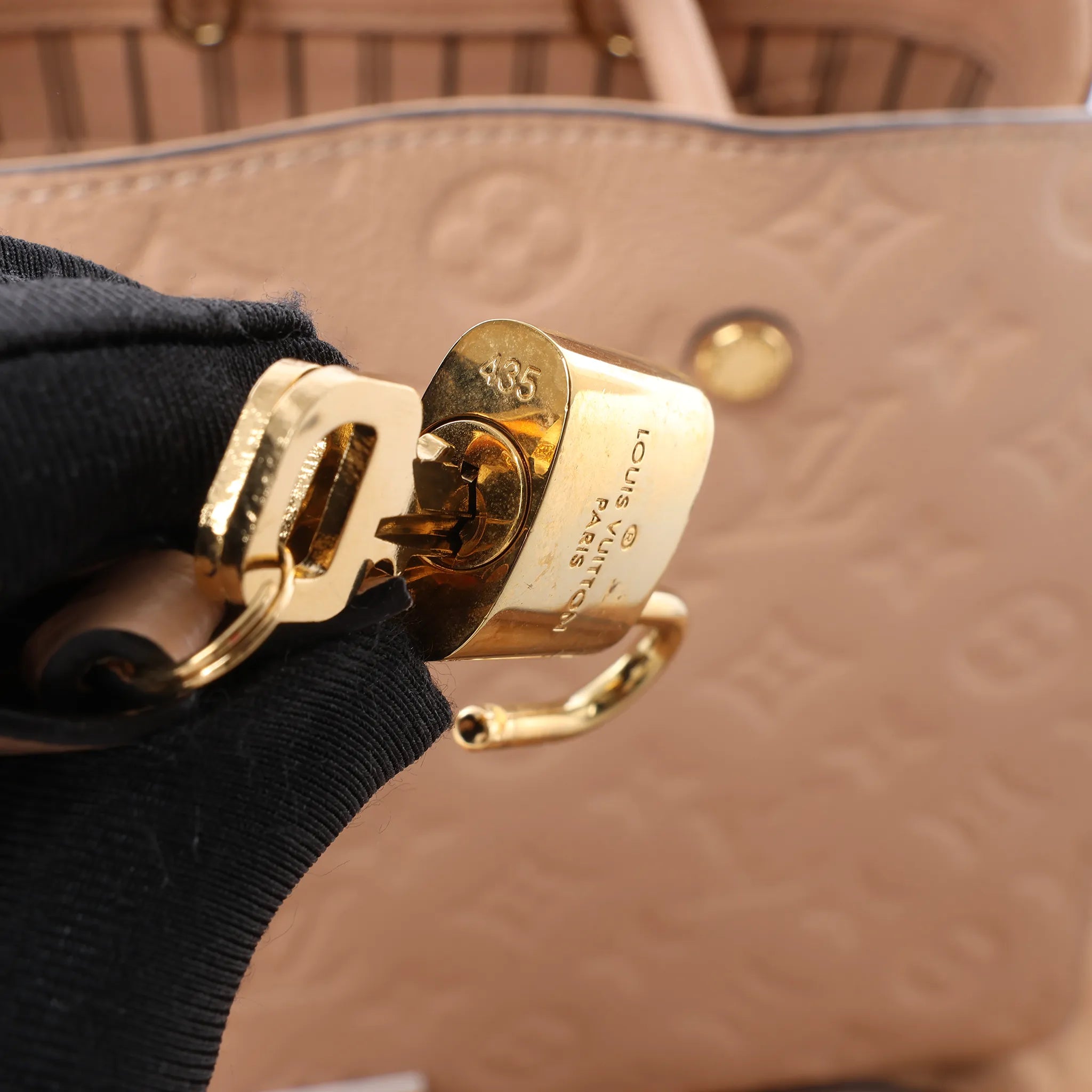 Louis Vuitton Montaigne MM Monogram Empreinte 2Way Handbag in Beige M41152
