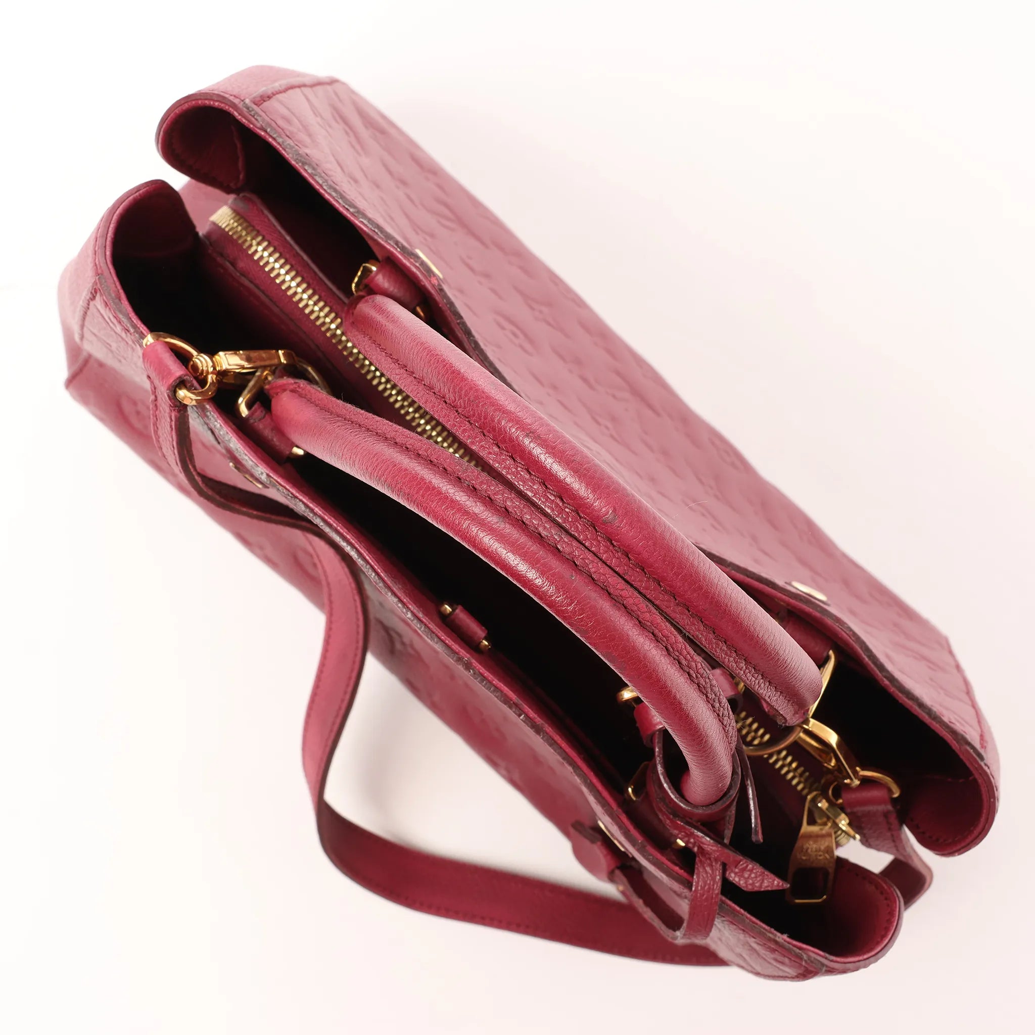 Louis Vuitton Montaigne MM Monogram Empreinte 2Way Handbag in Burgundy M43258