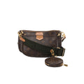 Louis Vuitton Multi Pochette Accessoires in brown Monogram with two zip pouches, a round coin purse, khaki logo strap and gold-tone hardware.