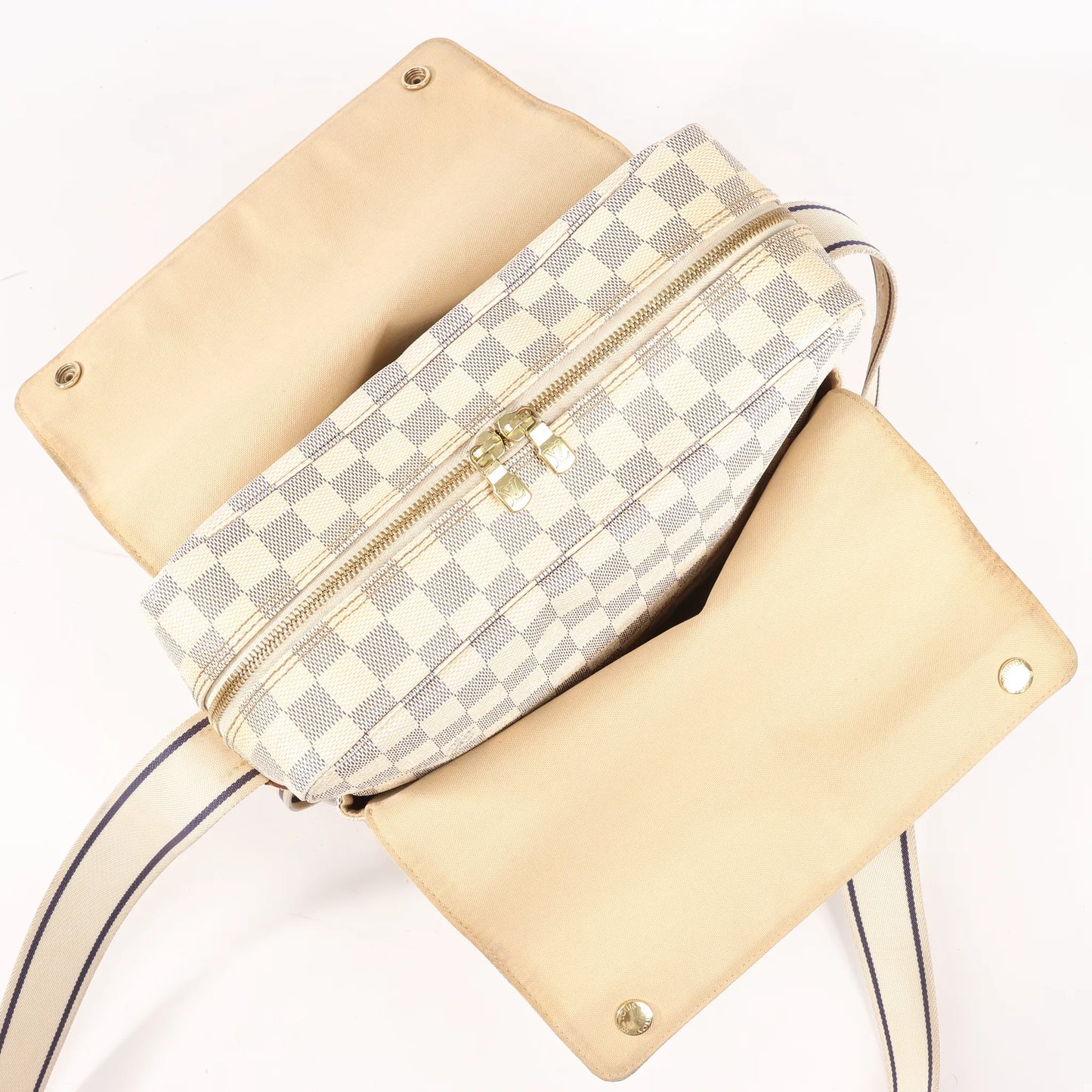 Louis Vuitton Damier Azur Naviglio Shoulder Bag in Beige N51189