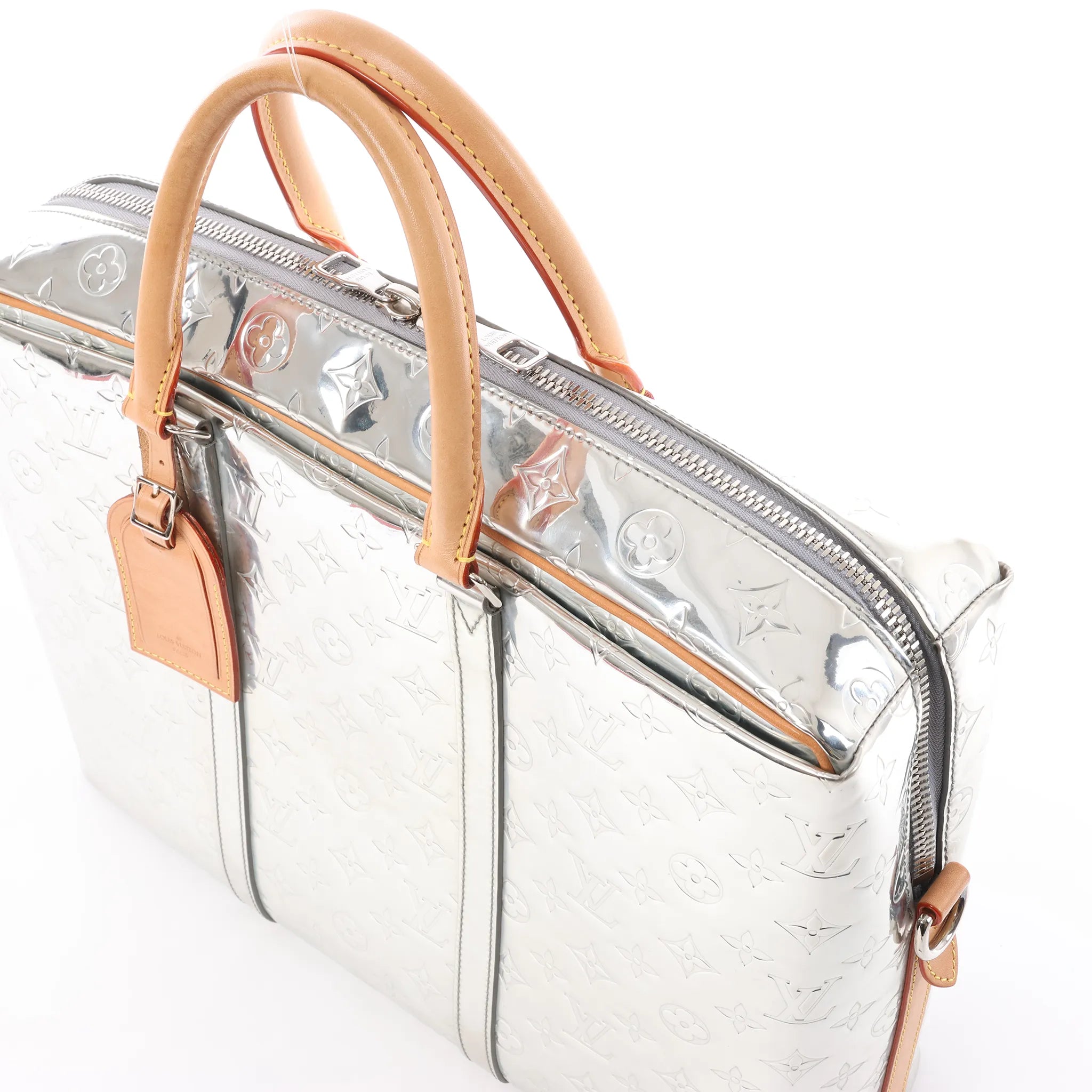 Louis Vuitton Neo Porte Documents Voyages Monogram Mirror Handbag in Silver M58755