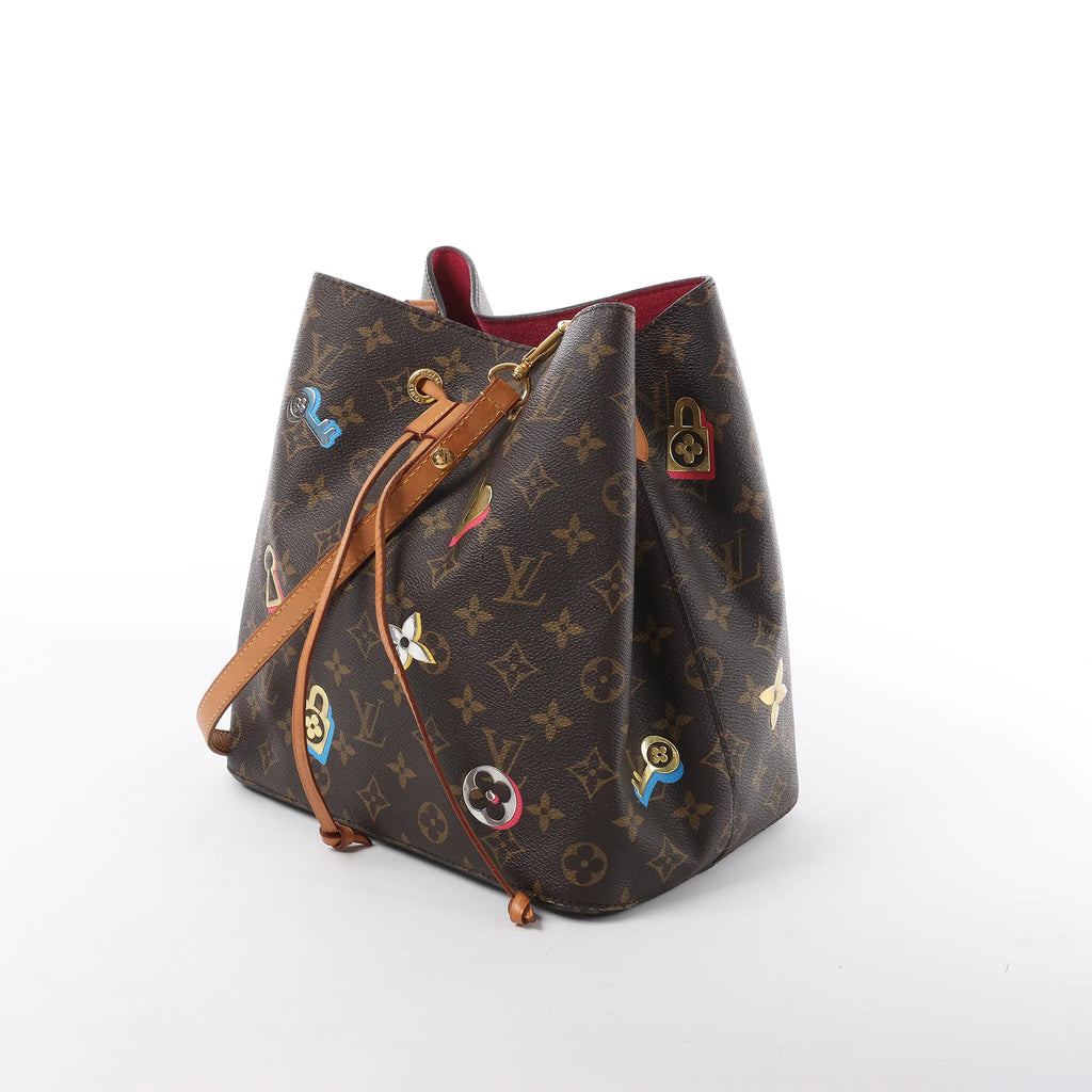 Louis Vuitton Neonoe Monogram LOVE LOCK Shoulder Bag in Brown M44369