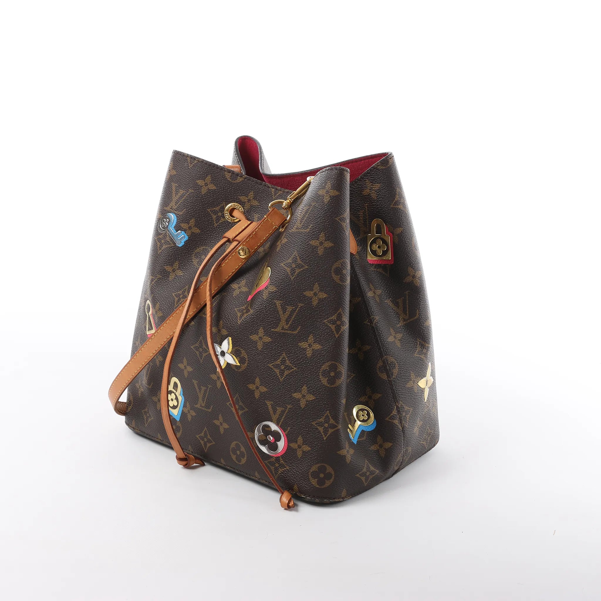 Louis Vuitton Neonoe Monogram LOVE LOCK Shoulder Bag in Brown M44369