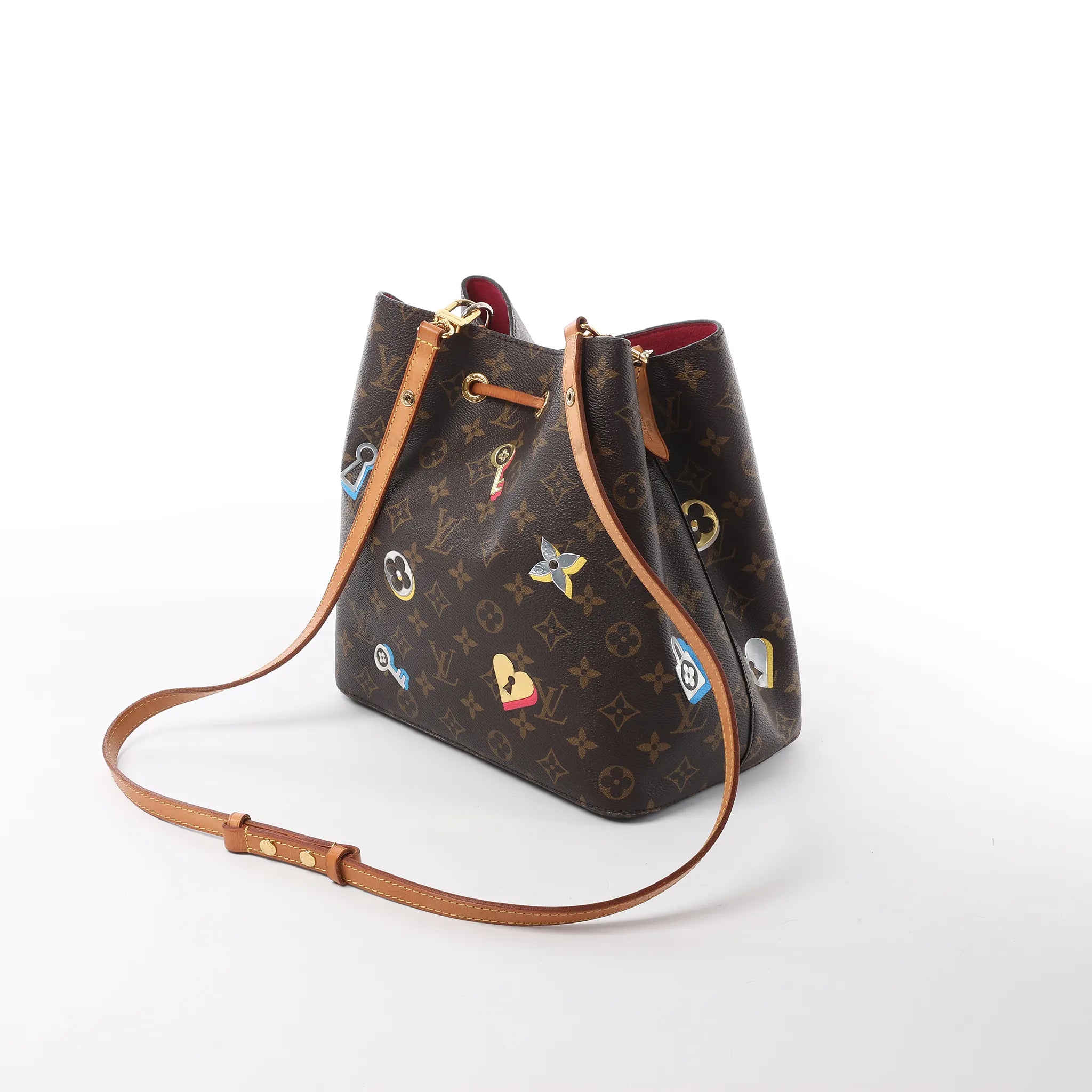 Louis Vuitton Neonoe Monogram LOVE LOCK Shoulder Bag in Brown M44369