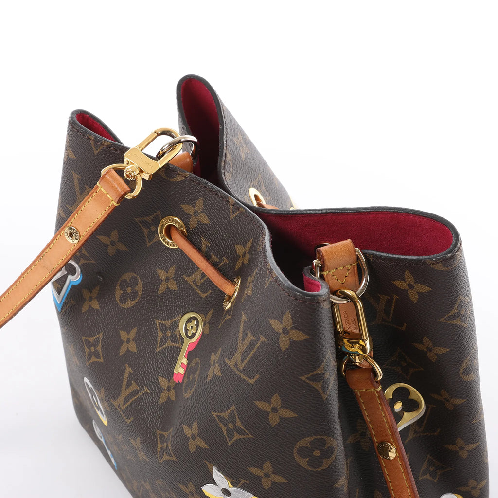 Louis Vuitton Neonoe Monogram LOVE LOCK Shoulder Bag in Brown M44369