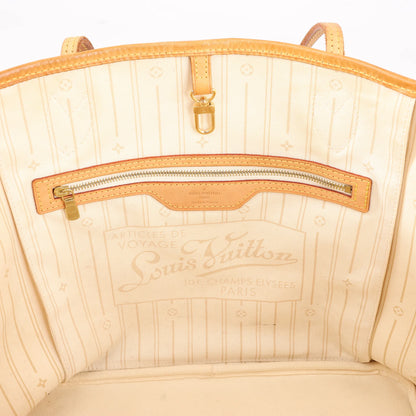 Louis Vuitton Damier Azur Neverfull MM Shoulder Bag in Beige N51107