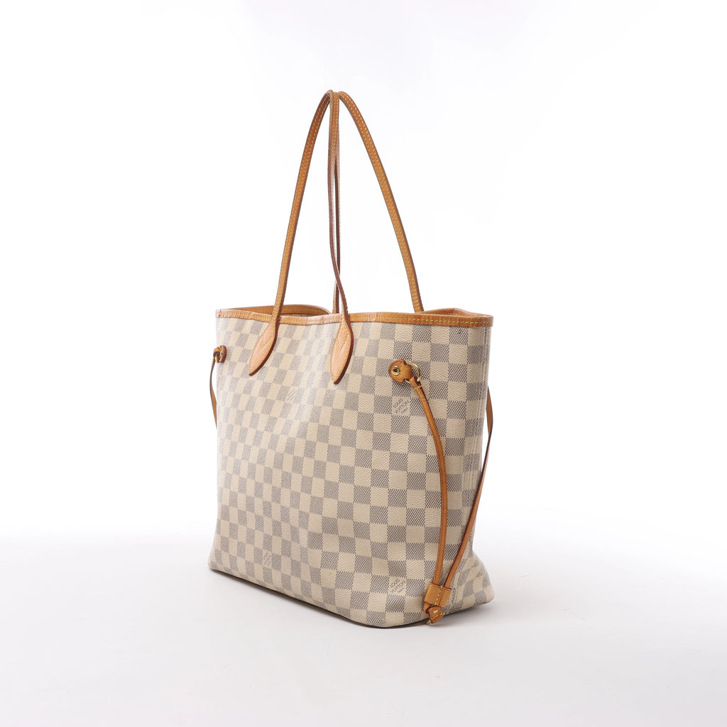 Bolso de hombro Louis Vuitton Neverfull MM Damier Azur en beige N51107